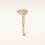 1.93 CT Pear Shaped Pave Moissanite Engagement Ring