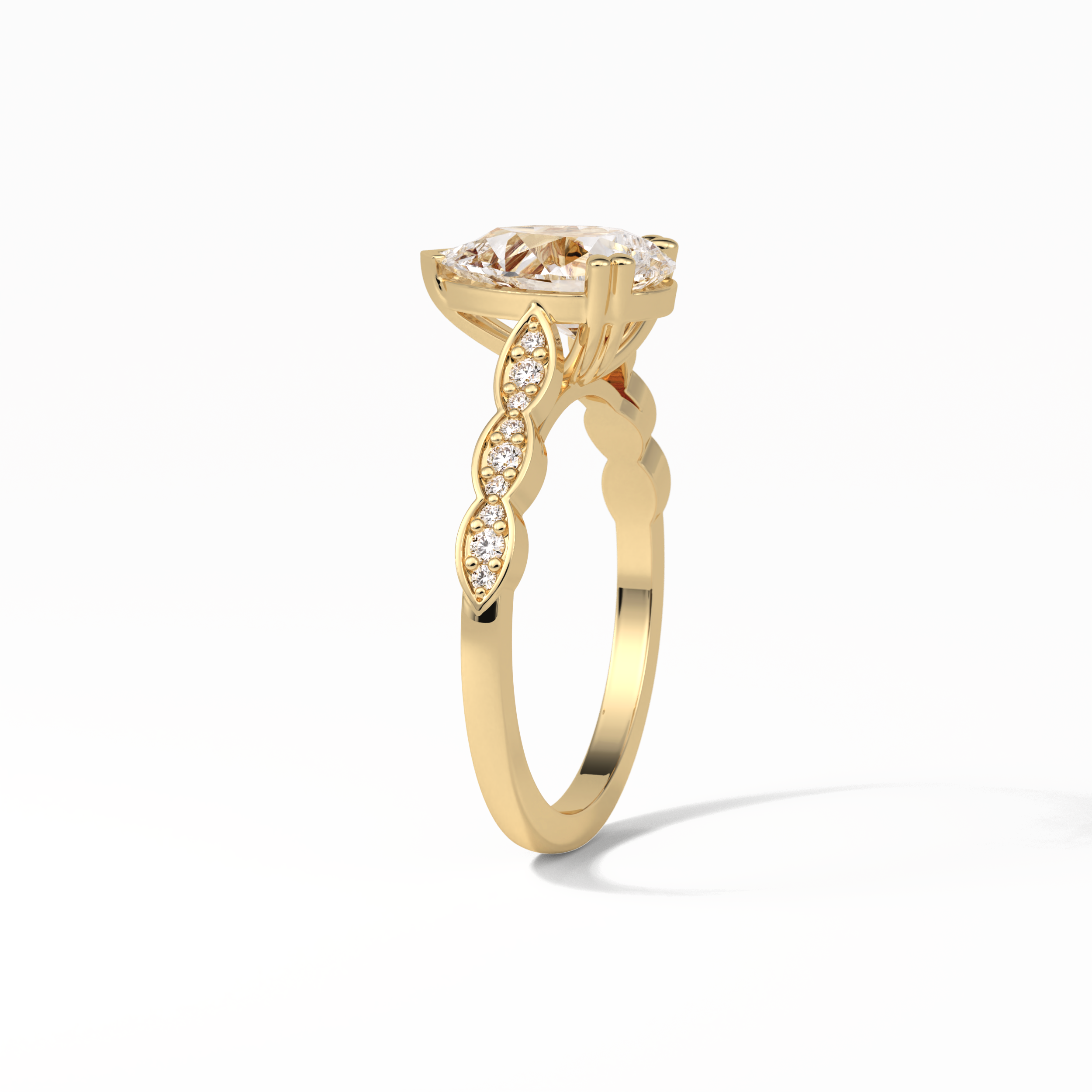Pear Pave Lab Grown Diamond Engagement Ring