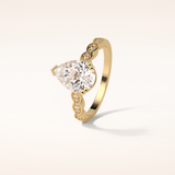 1.93 CT Pear Shaped Pave Moissanite Engagement Ring