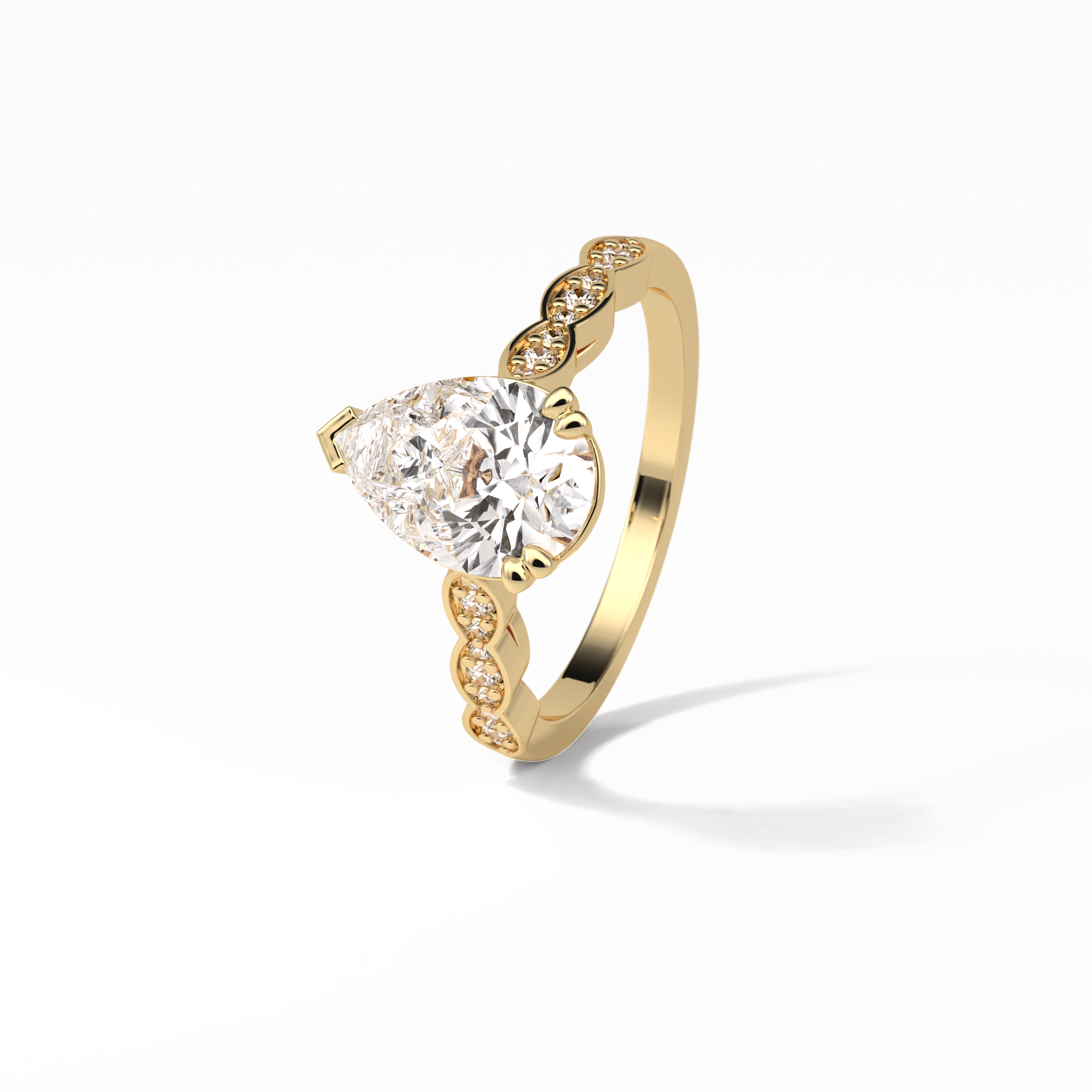 Pear Pave Lab Grown Diamond Engagement Ring