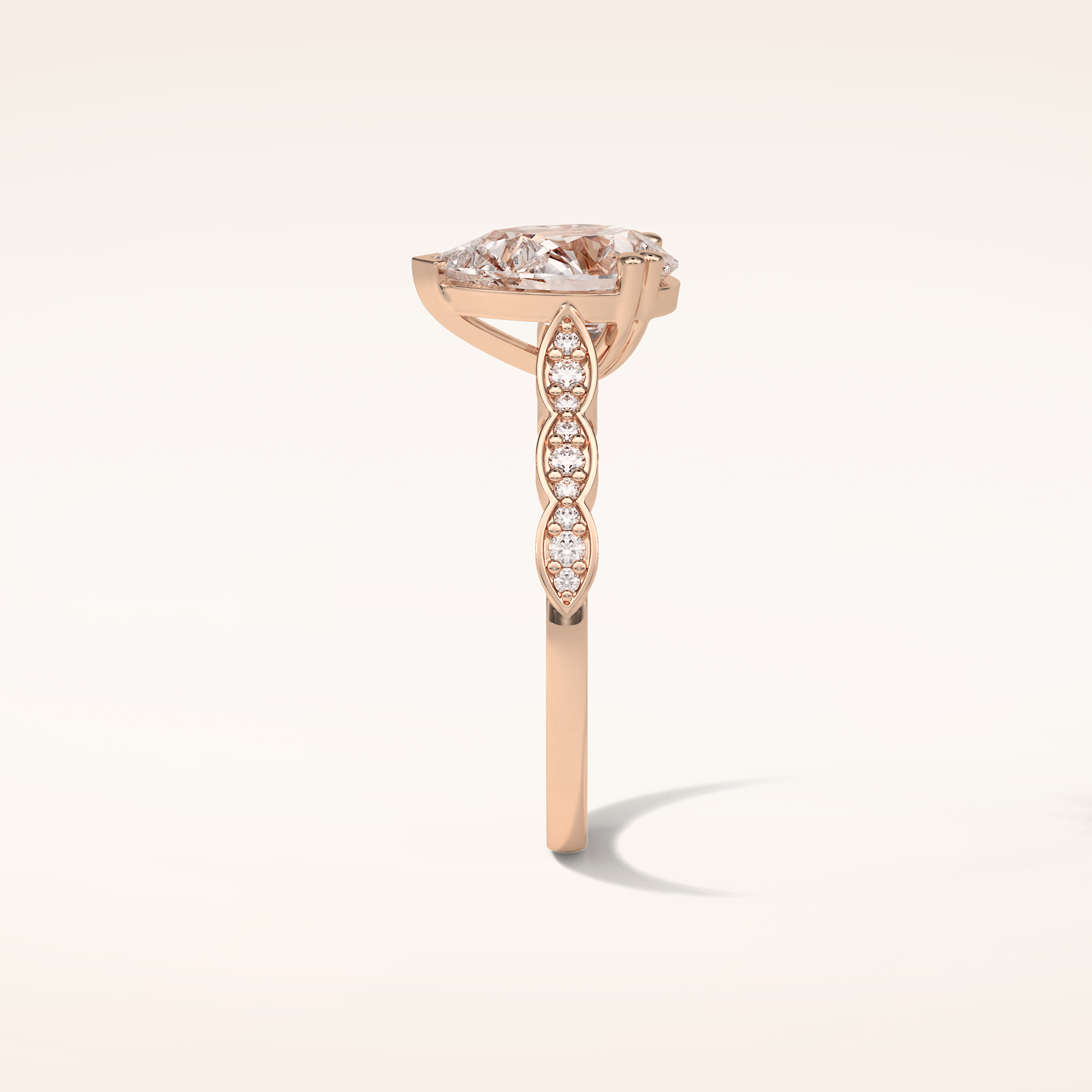 1.93 CT Pear Shaped Pave Moissanite Engagement Ring