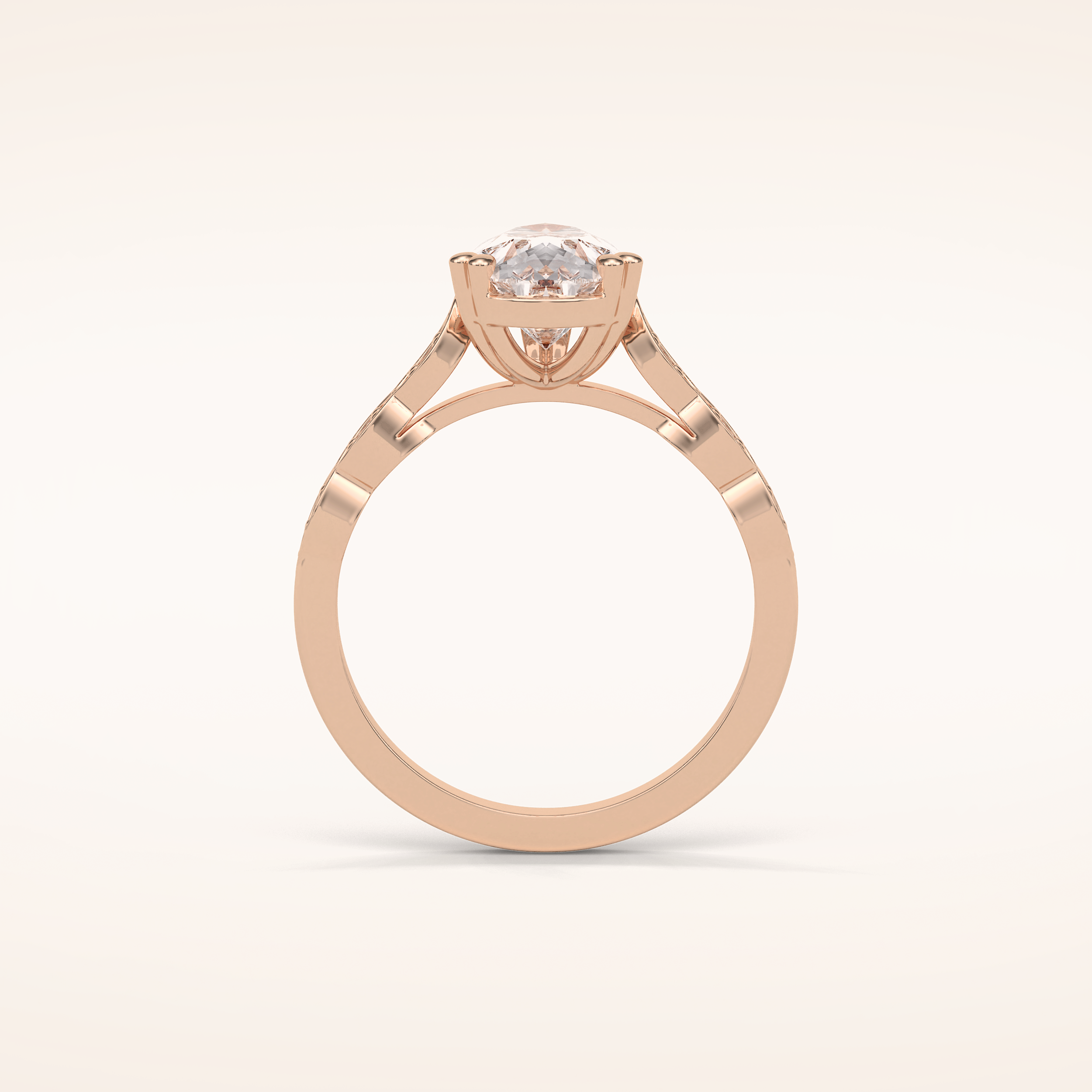 1.93 CT Pear Shaped Pave Moissanite Engagement Ring