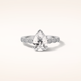 1.93 CT Pear Shaped Pave Moissanite Engagement Ring