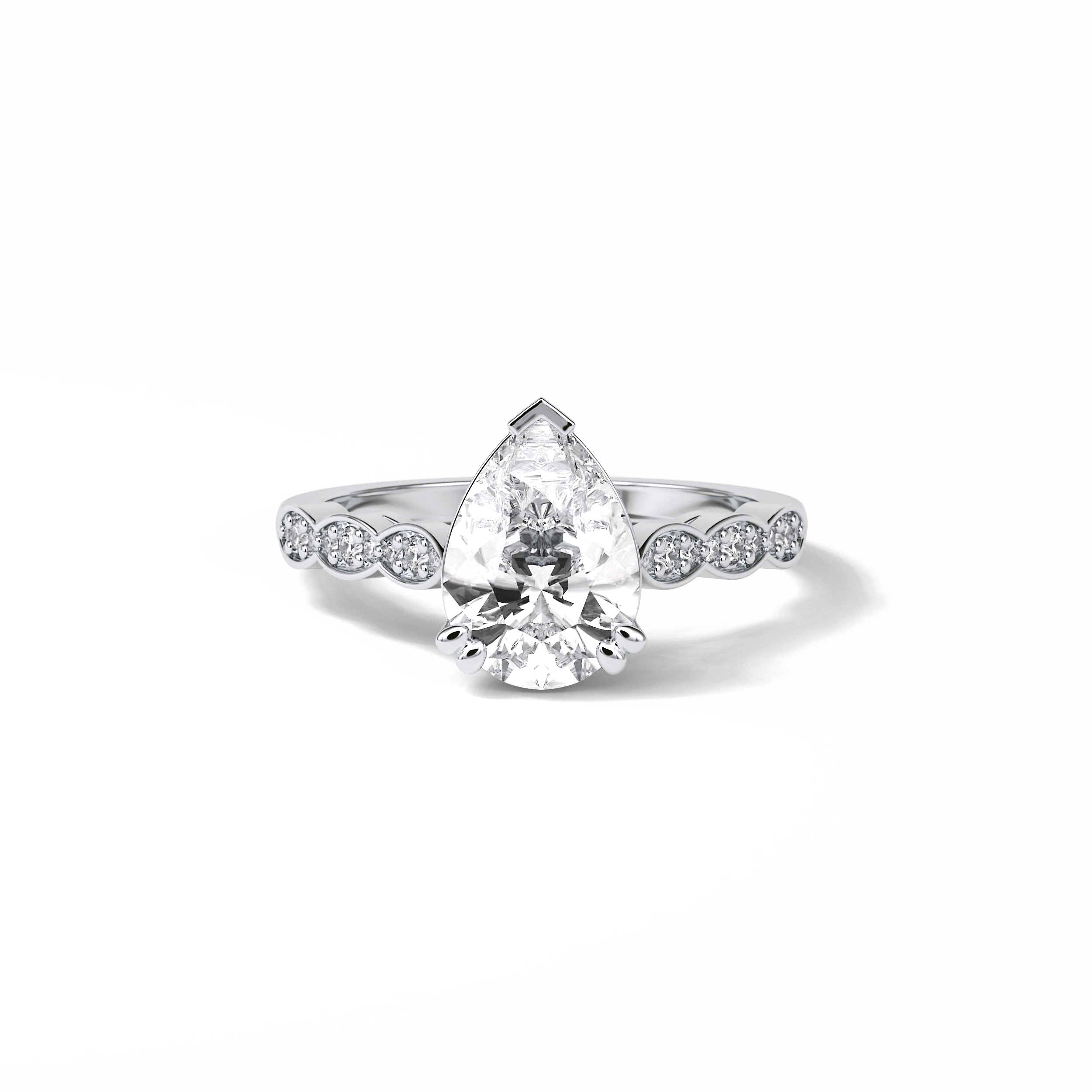 Pear Pave Lab Grown Diamond Engagement Ring