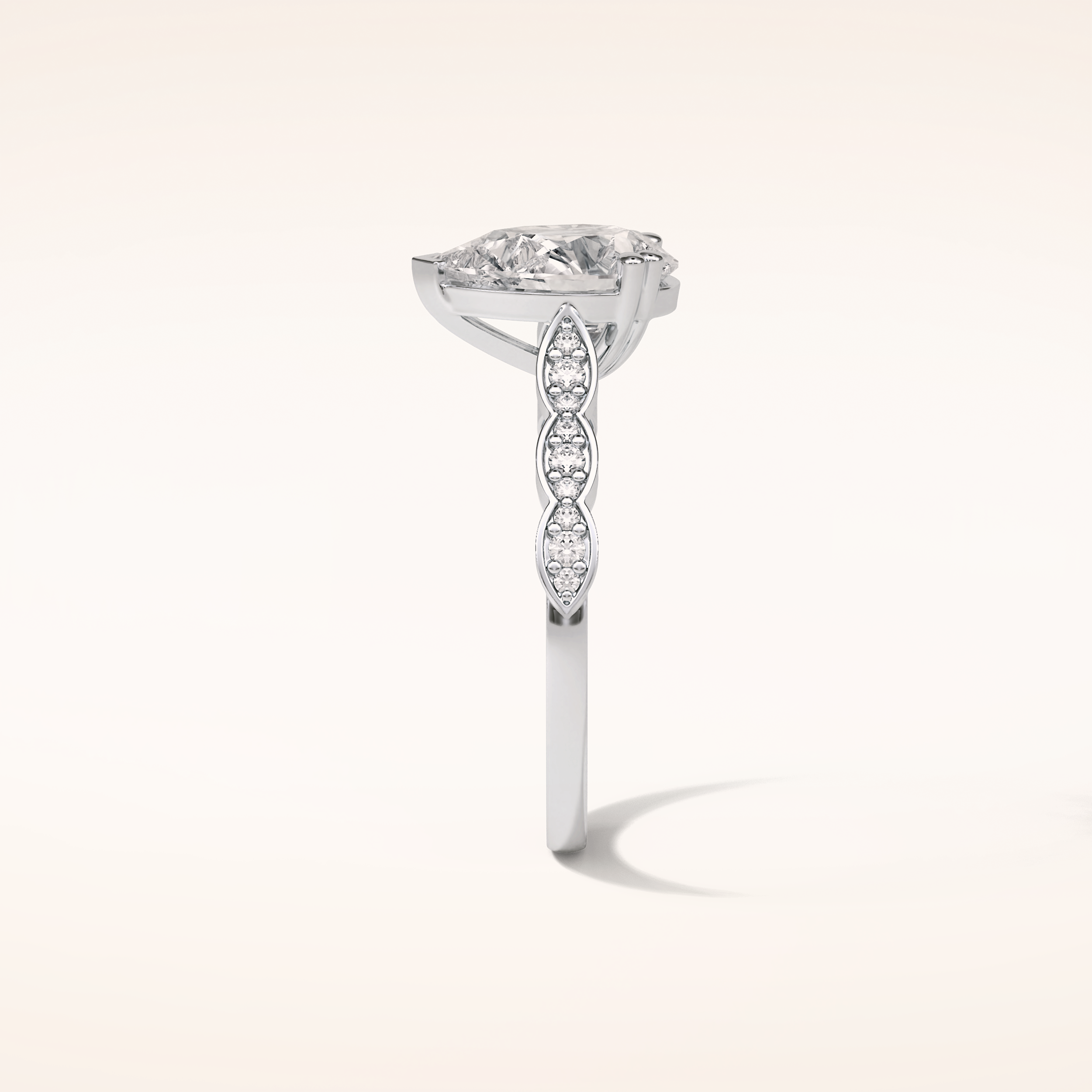 1.93 CT Pear Shaped Pave Moissanite Engagement Ring