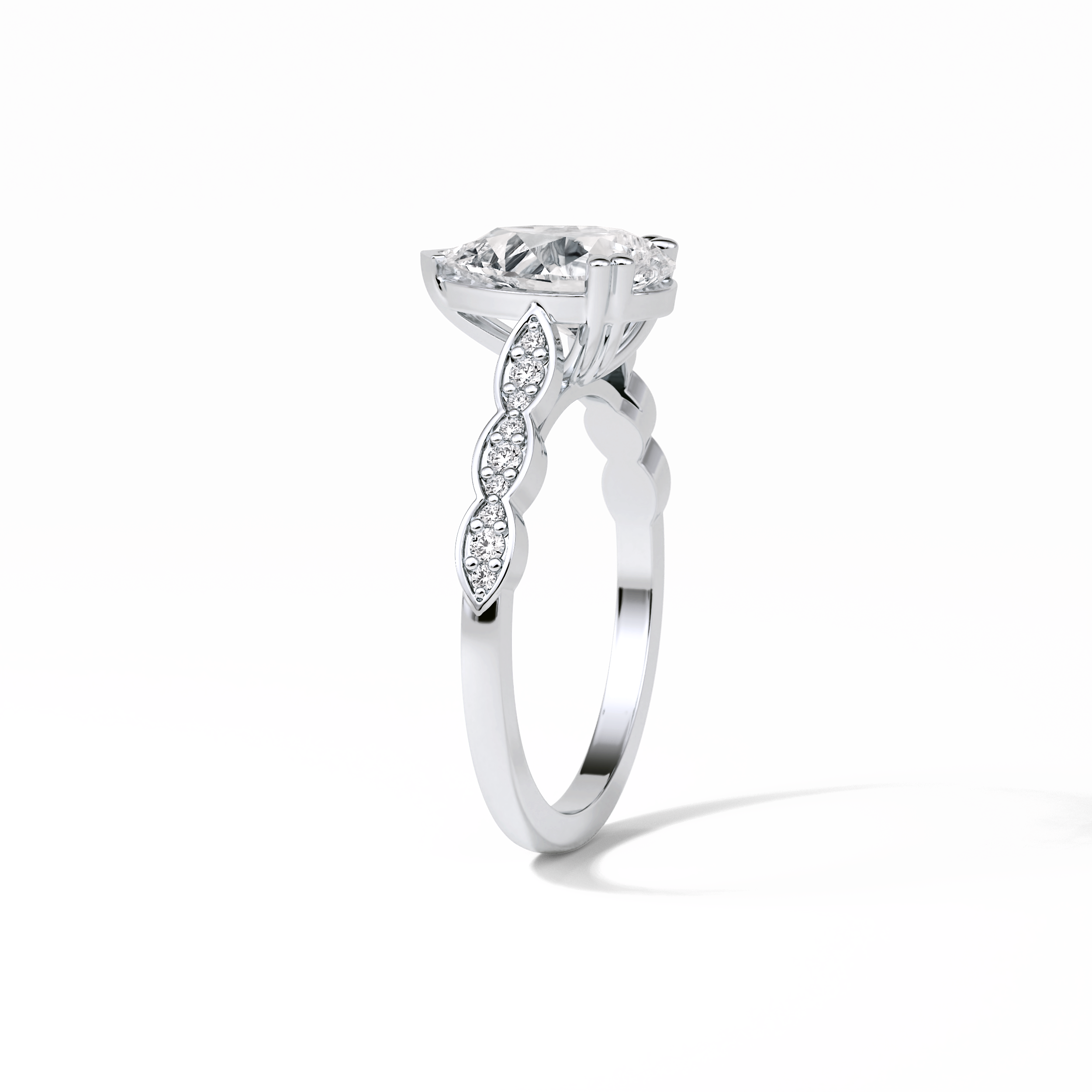 Pear Pave Lab Grown Diamond Engagement Ring