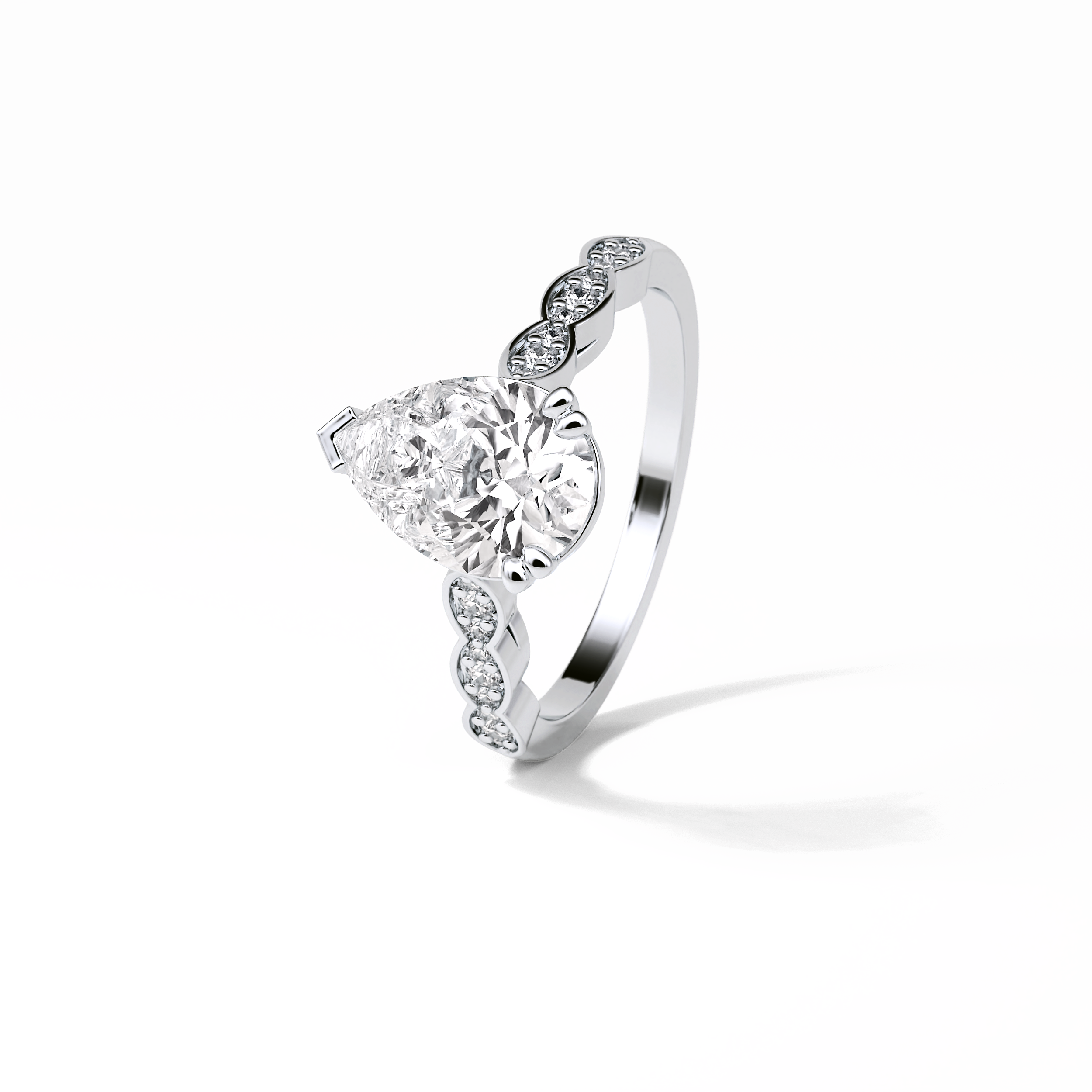 Pear Pave Lab Grown Diamond Engagement Ring