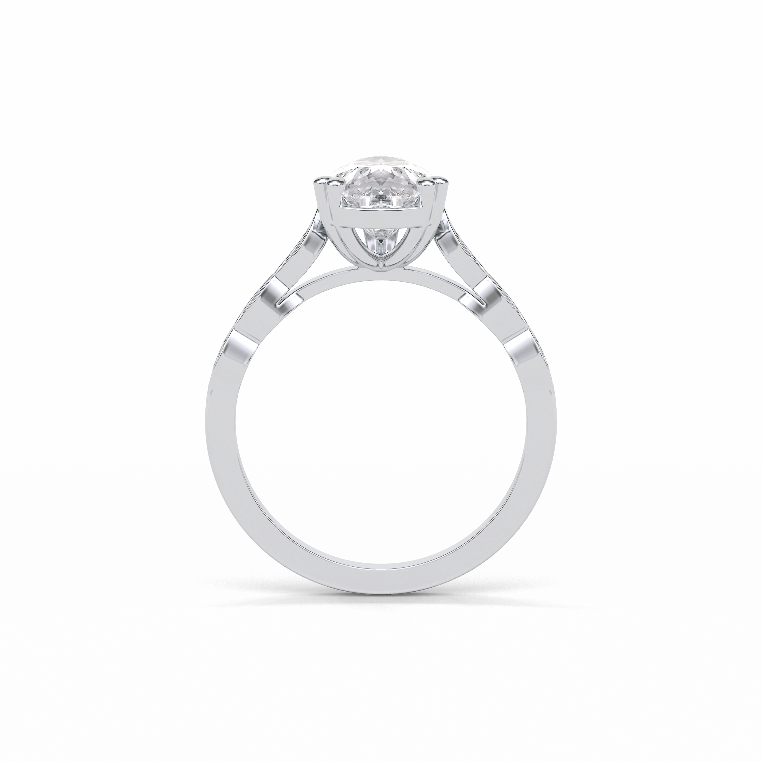 Pear Pave Lab Grown Diamond Engagement Ring