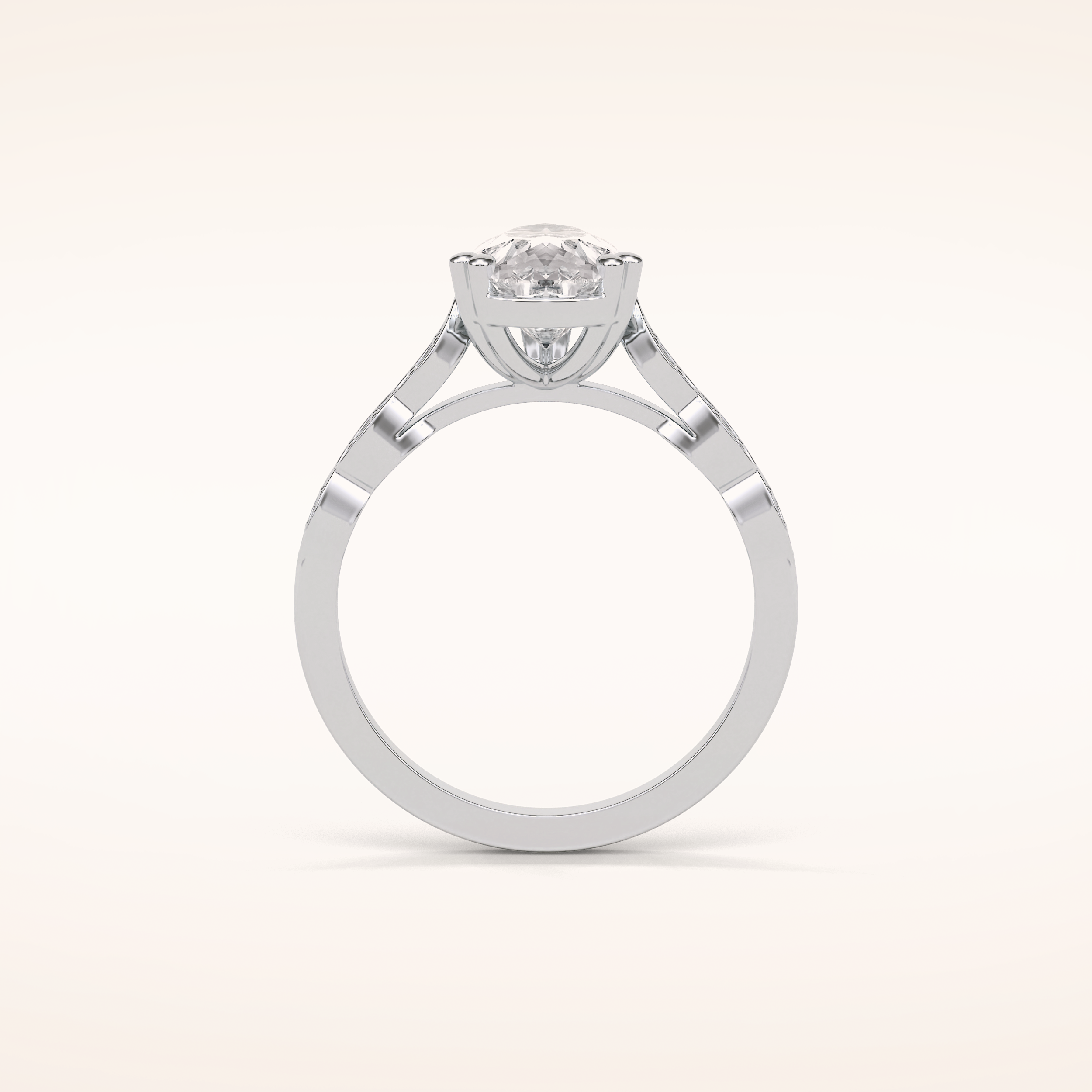 1.93 CT Pear Shaped Pave Moissanite Engagement Ring