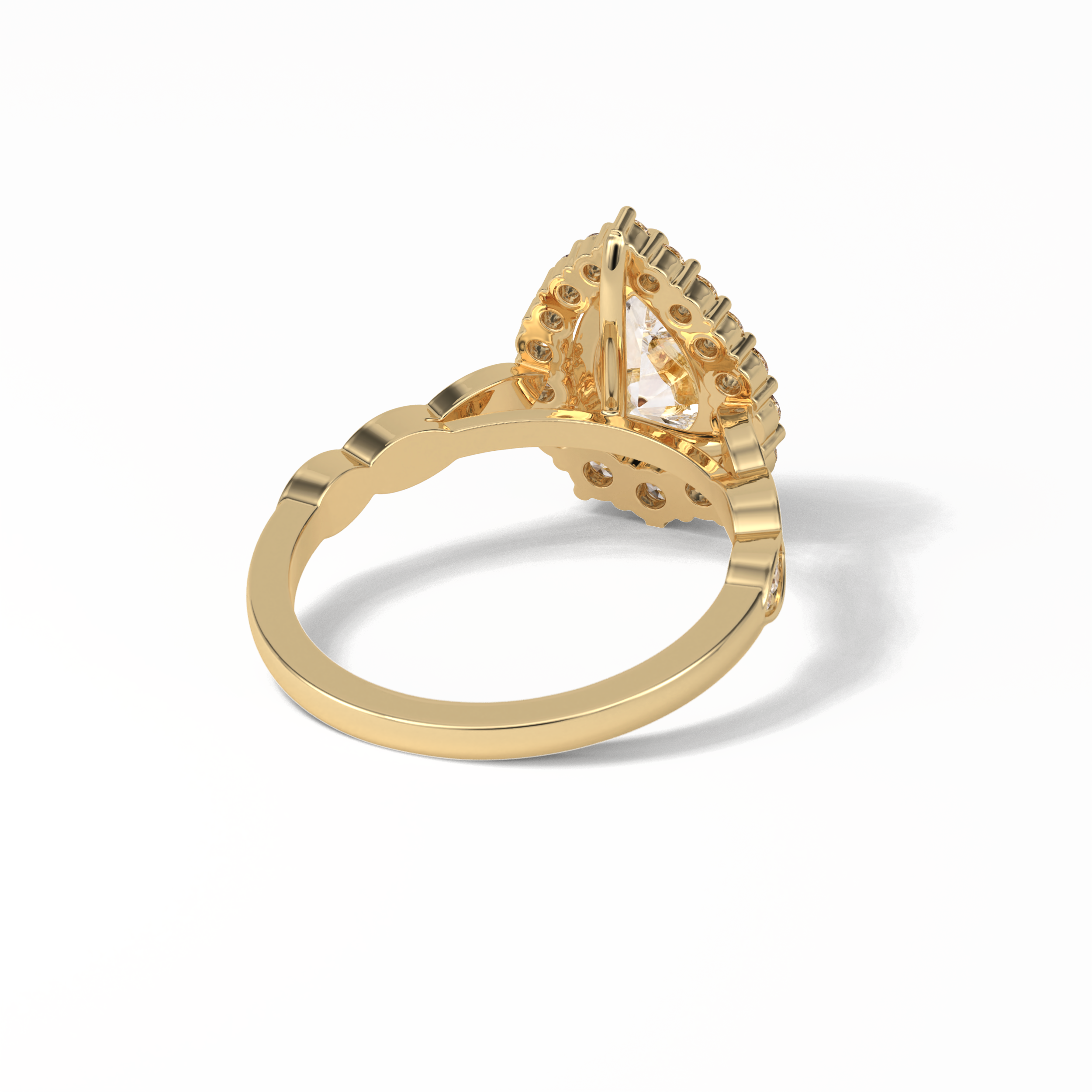 Pear Pave & Halo Lab Grown Diamond Engagement Ring
