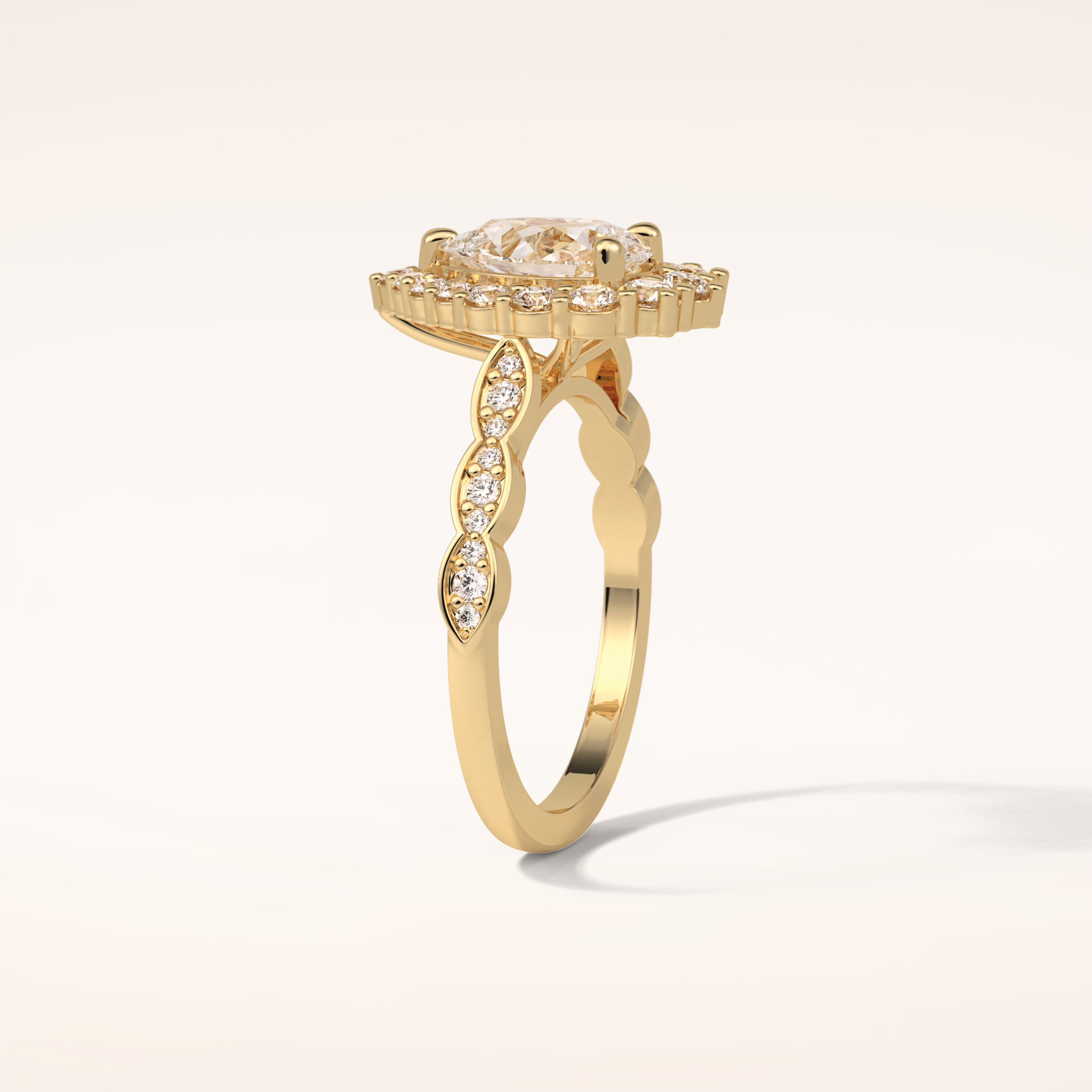 1.93 CT Pear Shaped Halo & Pave Moissanite Engagement Ring