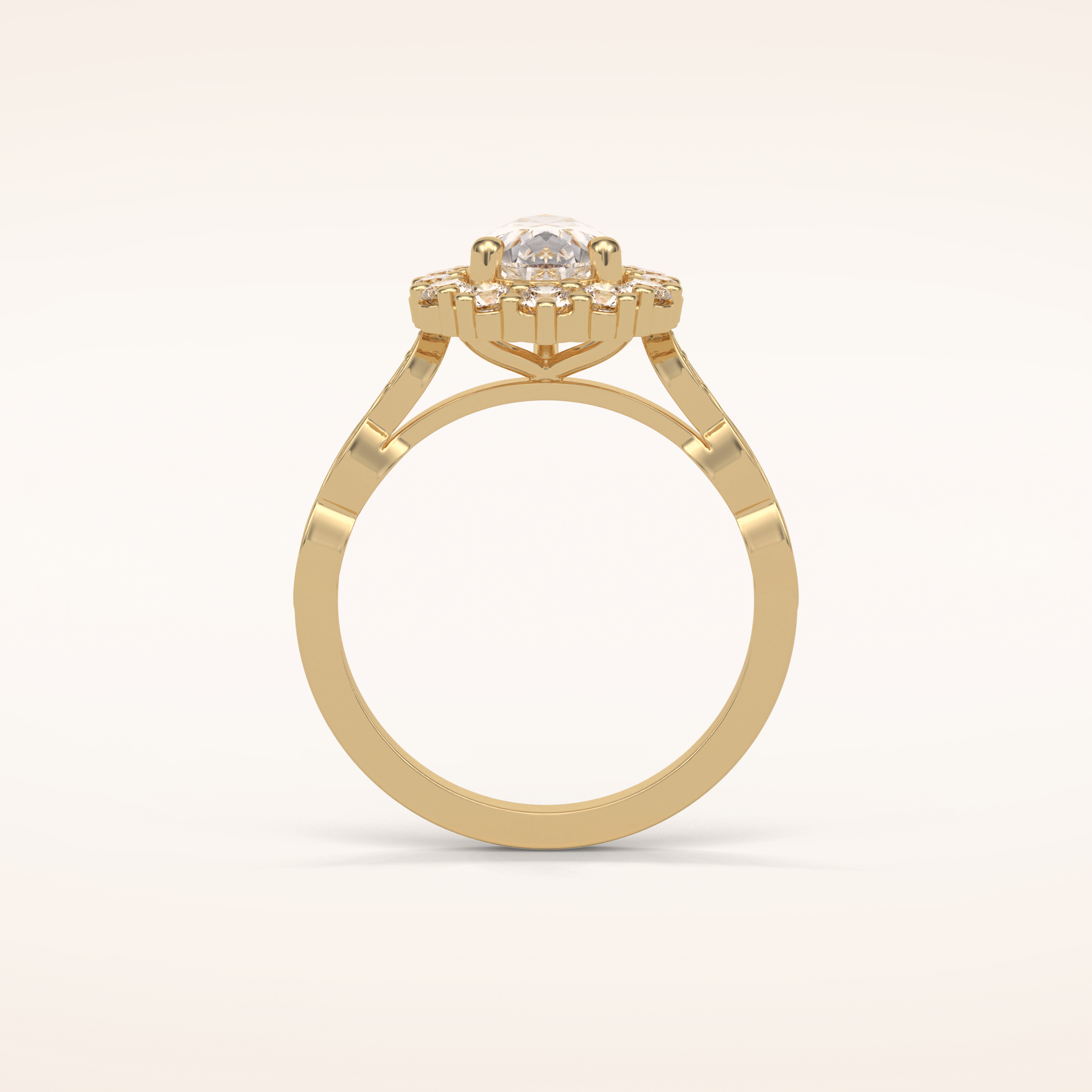 1.93 CT Pear Shaped Halo & Pave Moissanite Engagement Ring