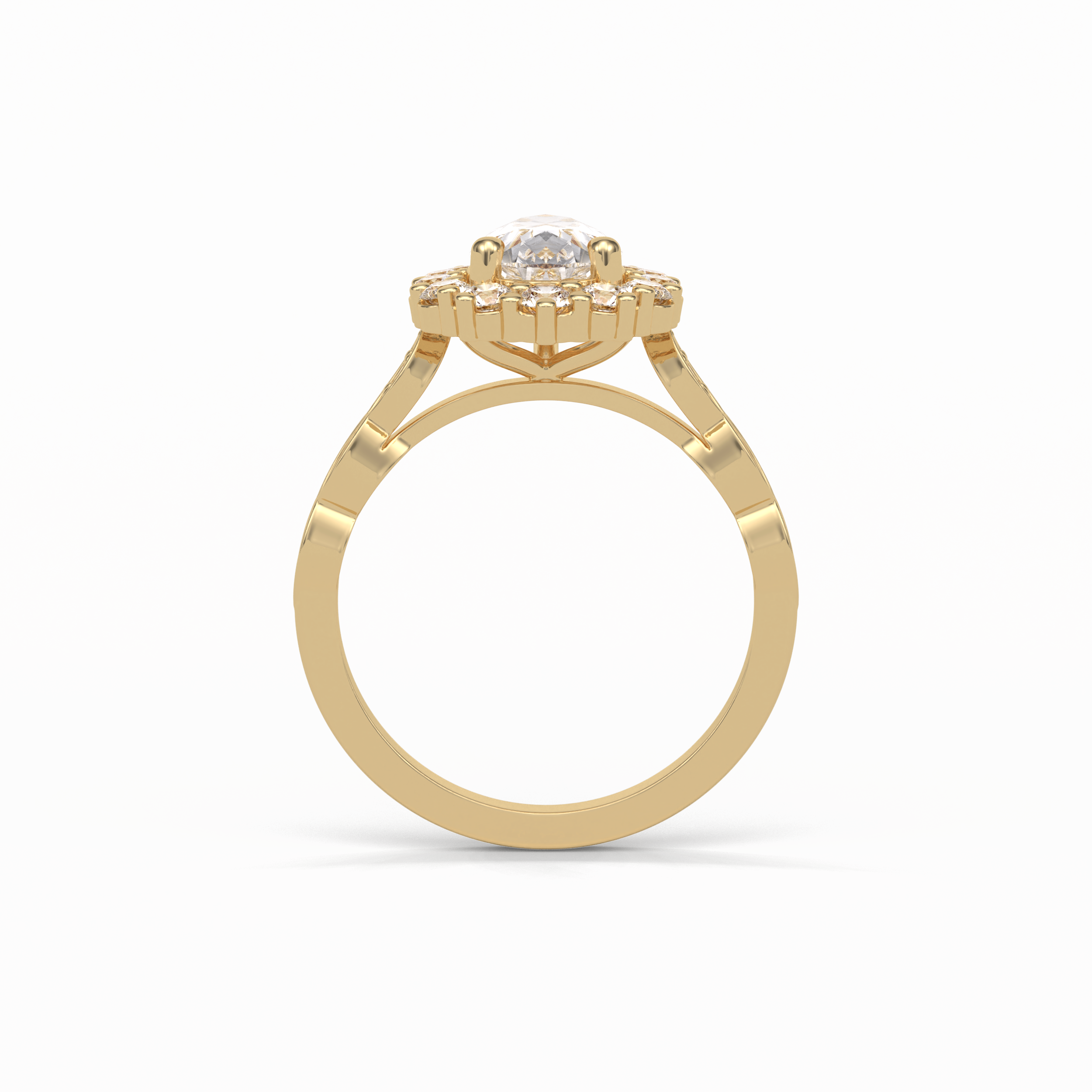 Pear Pave & Halo Lab Grown Diamond Engagement Ring
