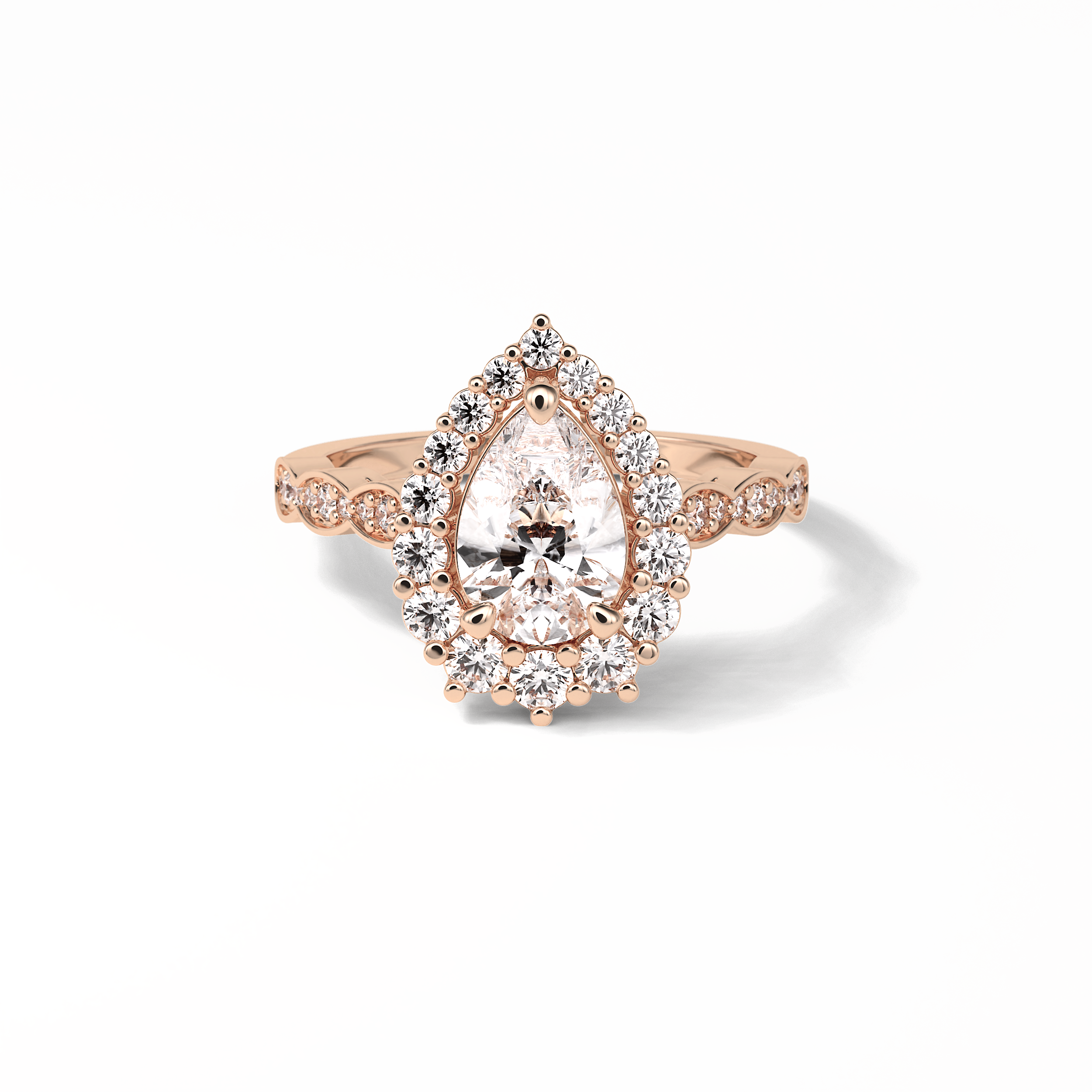 Pear Pave & Halo Lab Grown Diamond Engagement Ring
