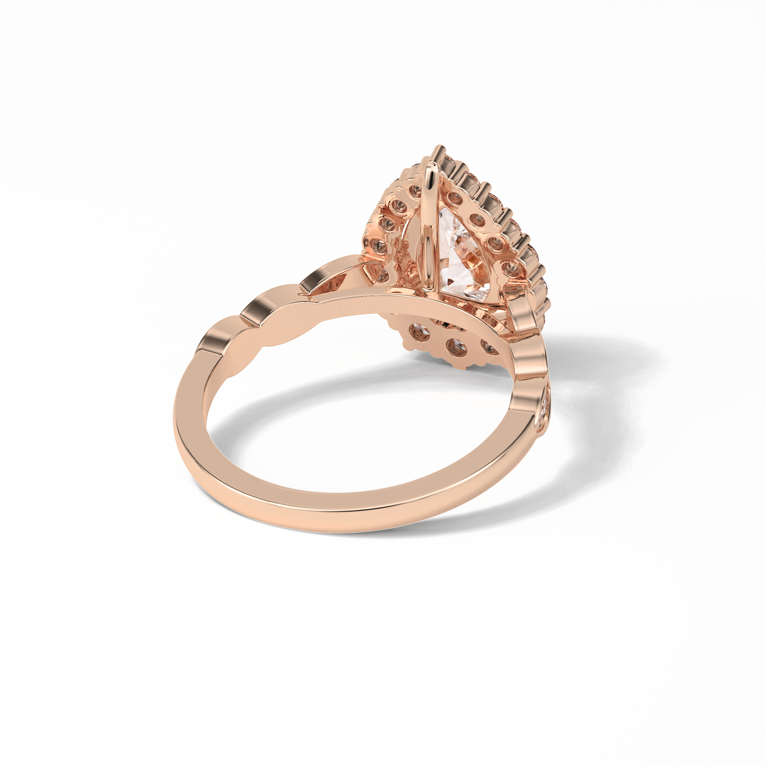 Pear Pave & Halo Lab Grown Diamond Engagement Ring