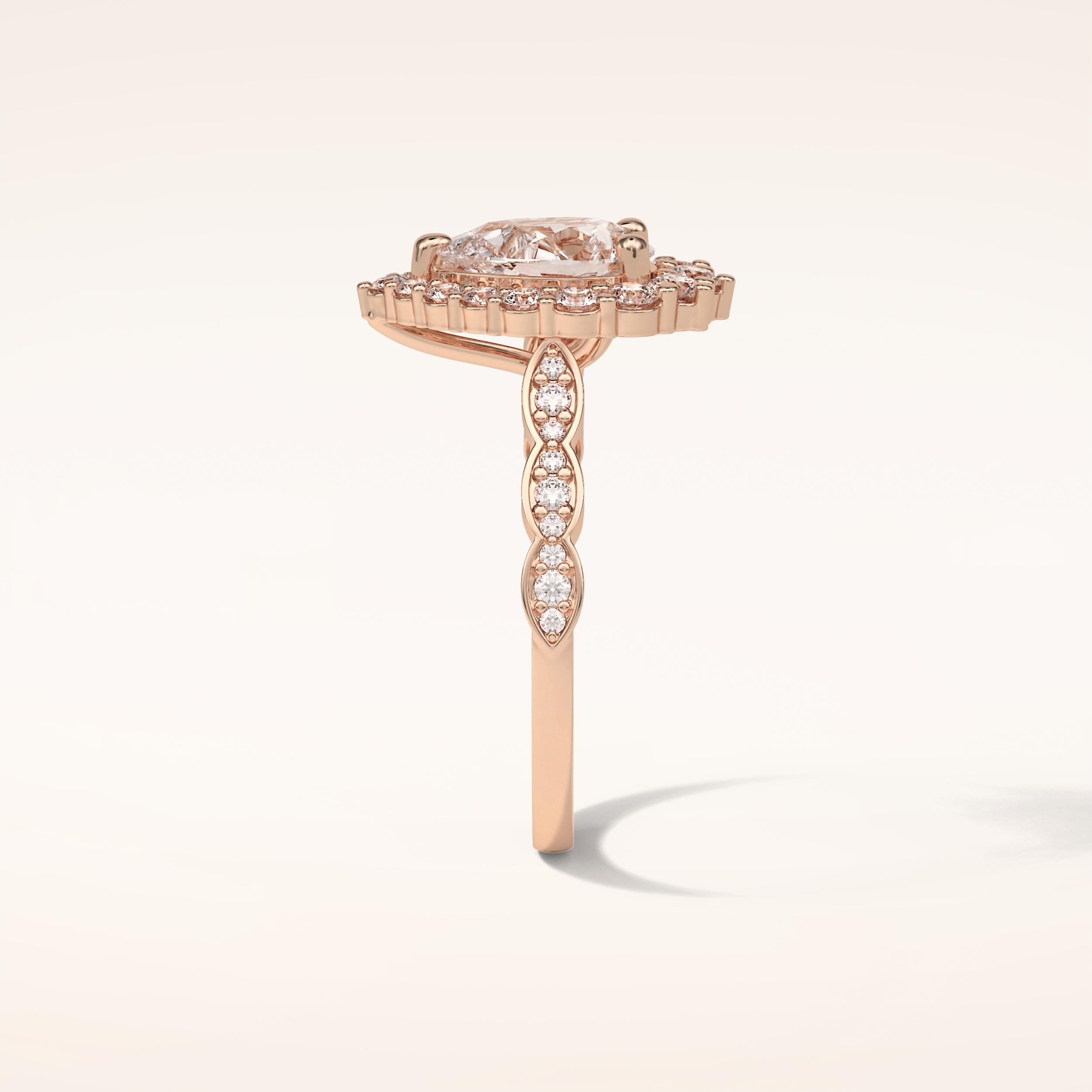 1.93 CT Pear Shaped Halo & Pave Moissanite Engagement Ring