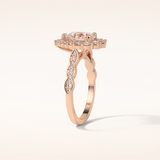 1.93 CT Pear Shaped Halo & Pave Moissanite Engagement Ring