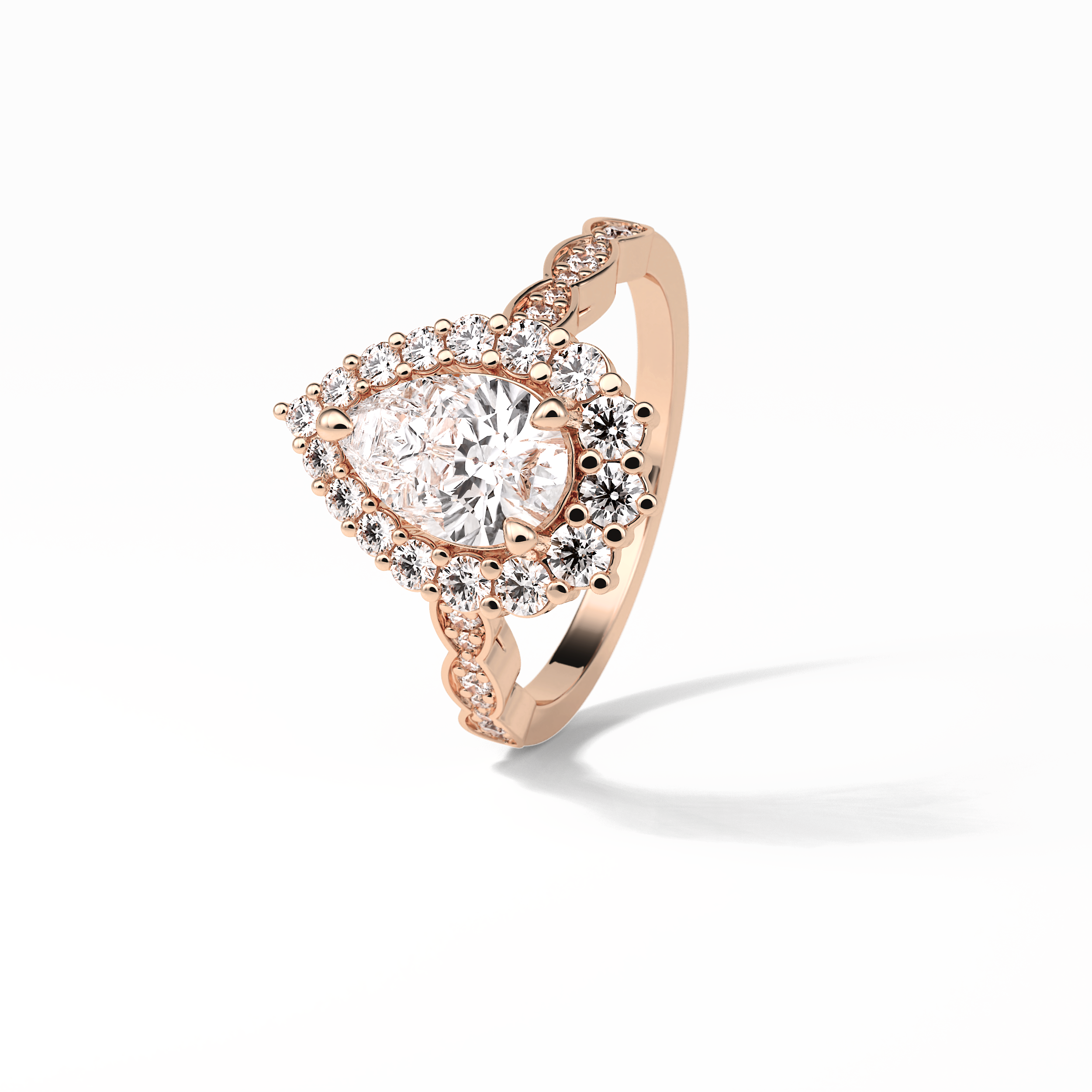 Pear Pave & Halo Lab Grown Diamond Engagement Ring
