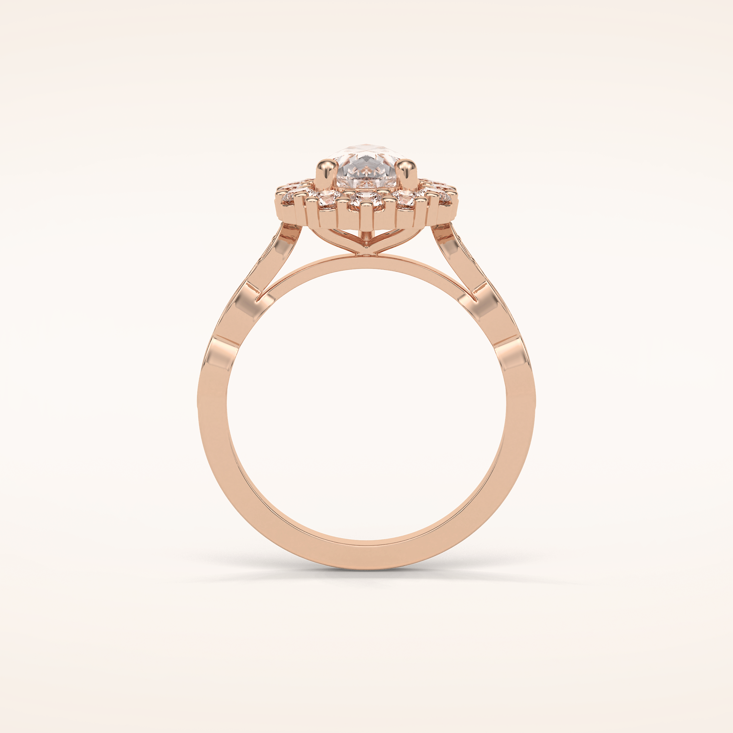 1.93 CT Pear Shaped Halo & Pave Moissanite Engagement Ring