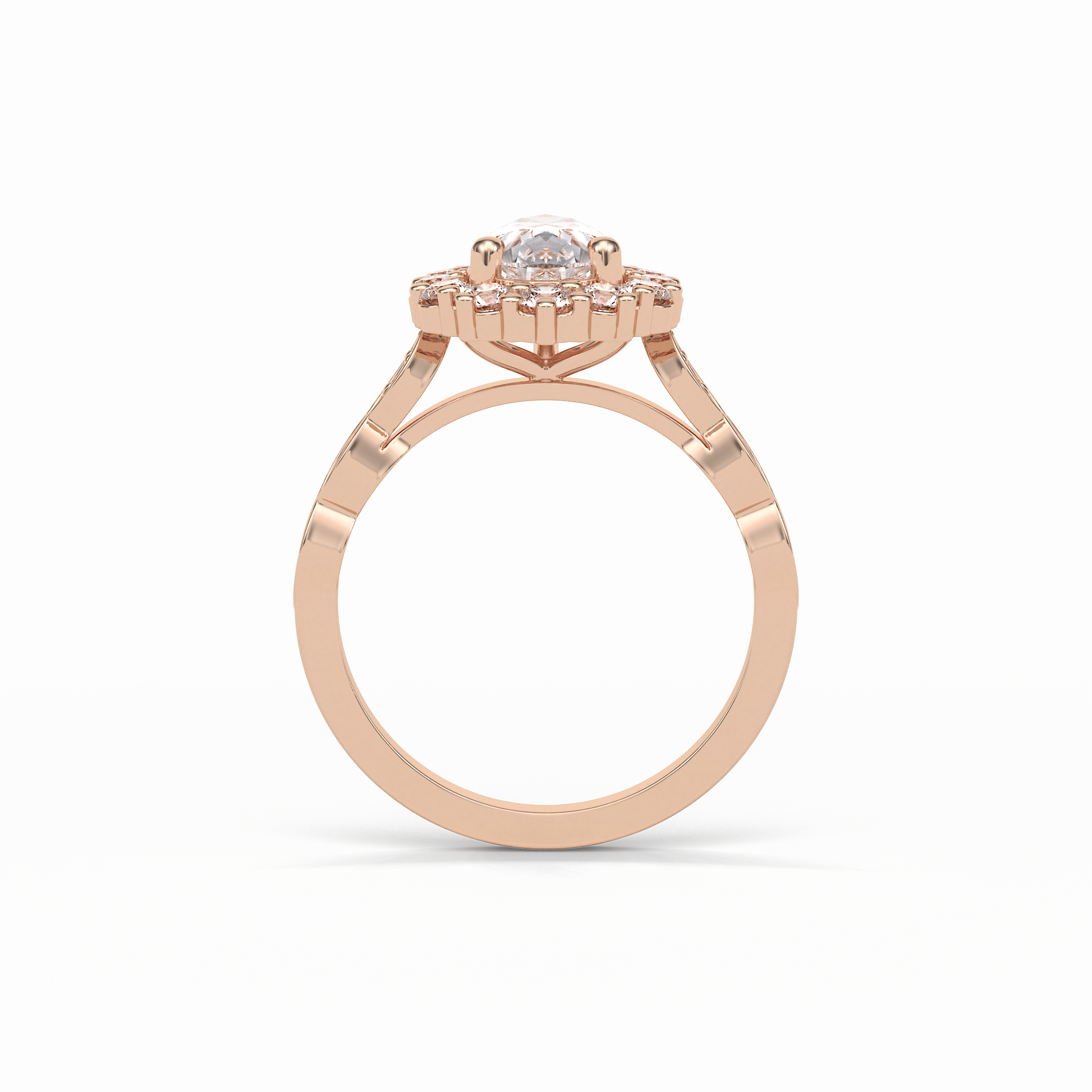 Pear Pave & Halo Lab Grown Diamond Engagement Ring