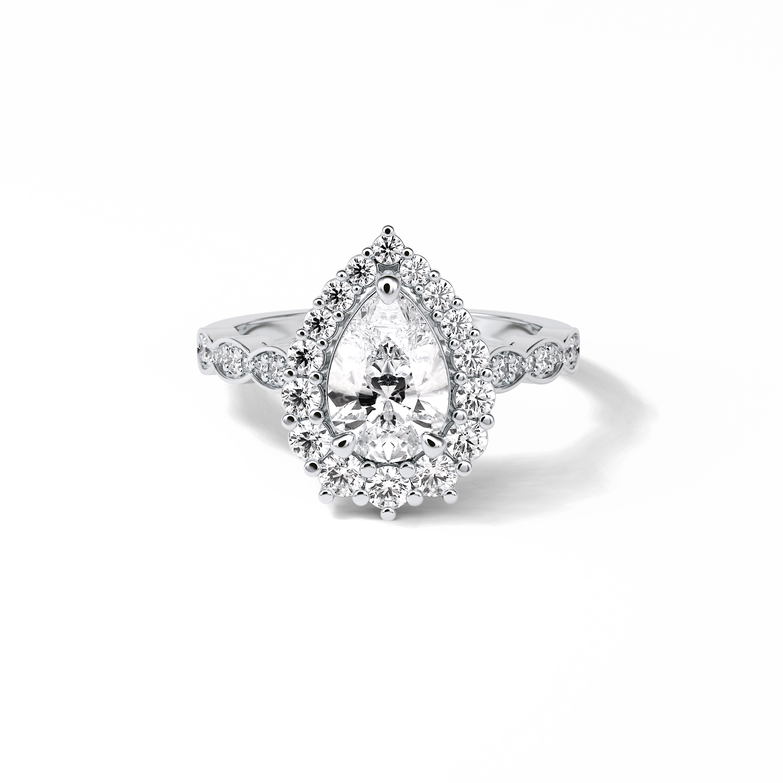 Pear Pave & Halo Lab Grown Diamond Engagement Ring
