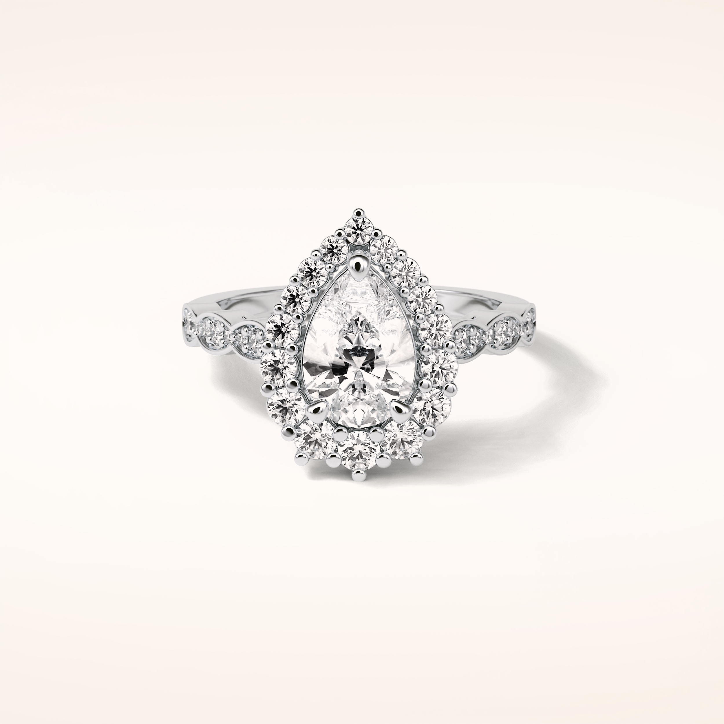 1.93 CT Pear Shaped Halo & Pave Moissanite Engagement Ring