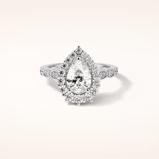 1.93 CT Pear Shaped Halo & Pave Moissanite Engagement Ring