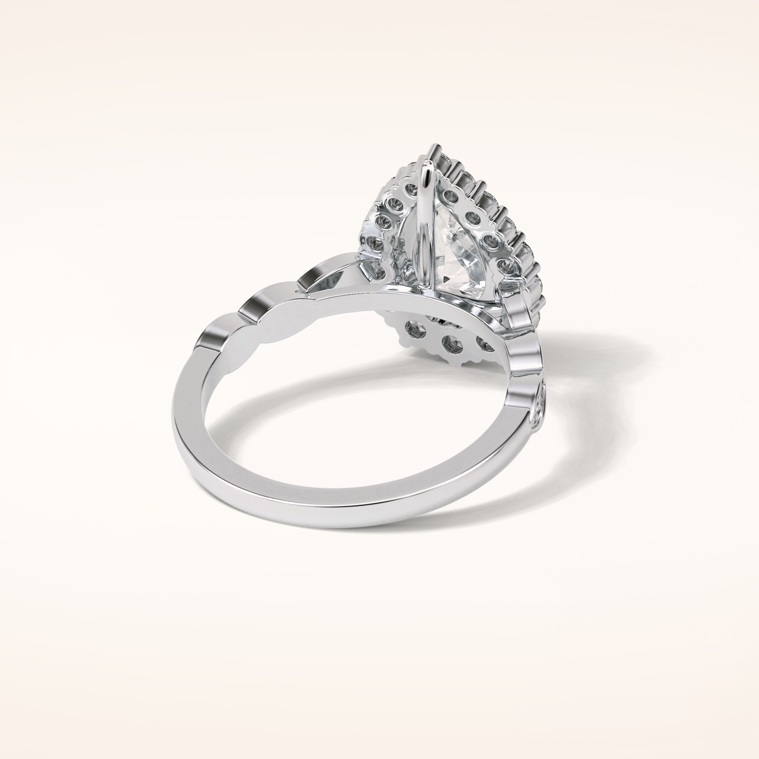 1.93 CT Pear Shaped Halo & Pave Moissanite Engagement Ring