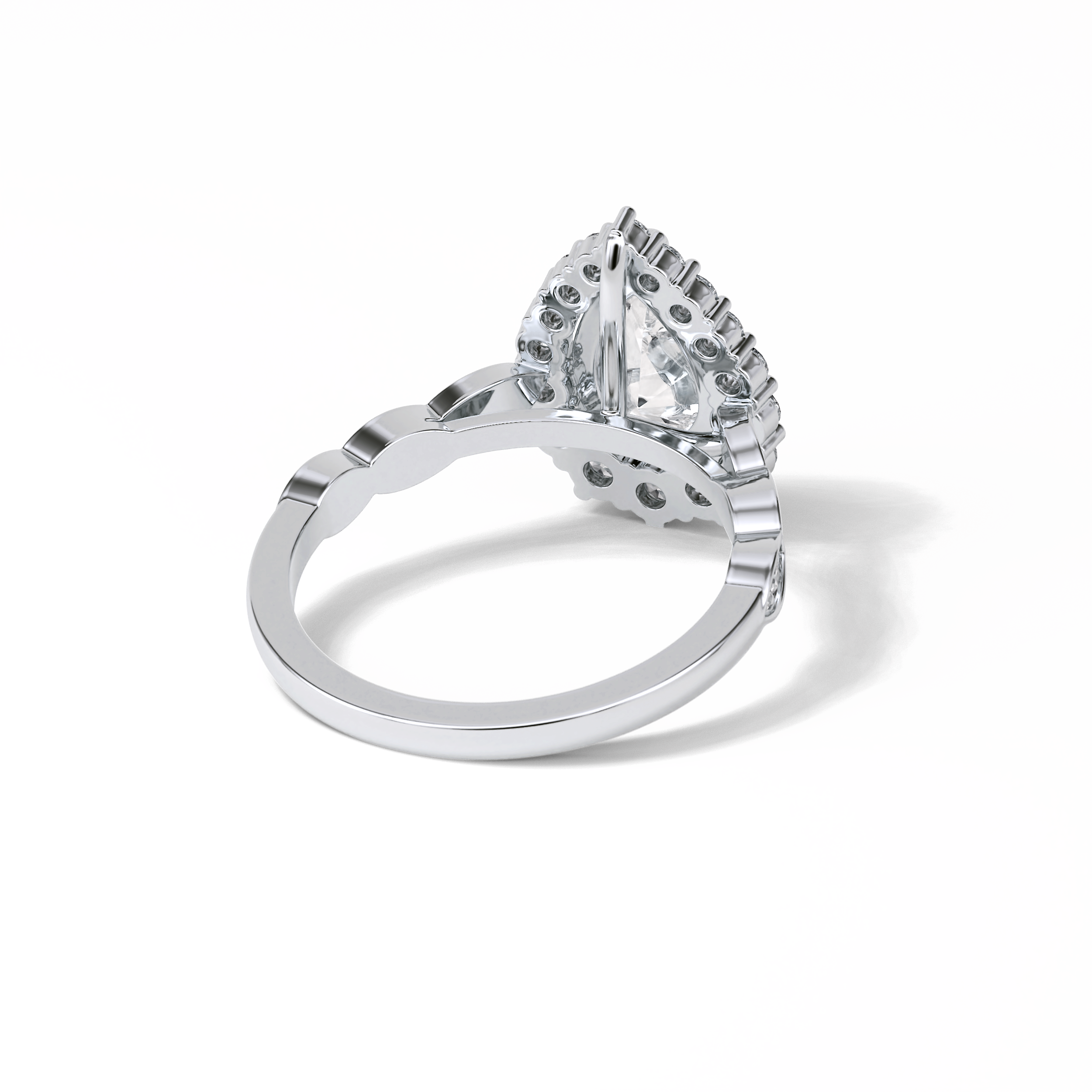 Pear Pave & Halo Lab Grown Diamond Engagement Ring