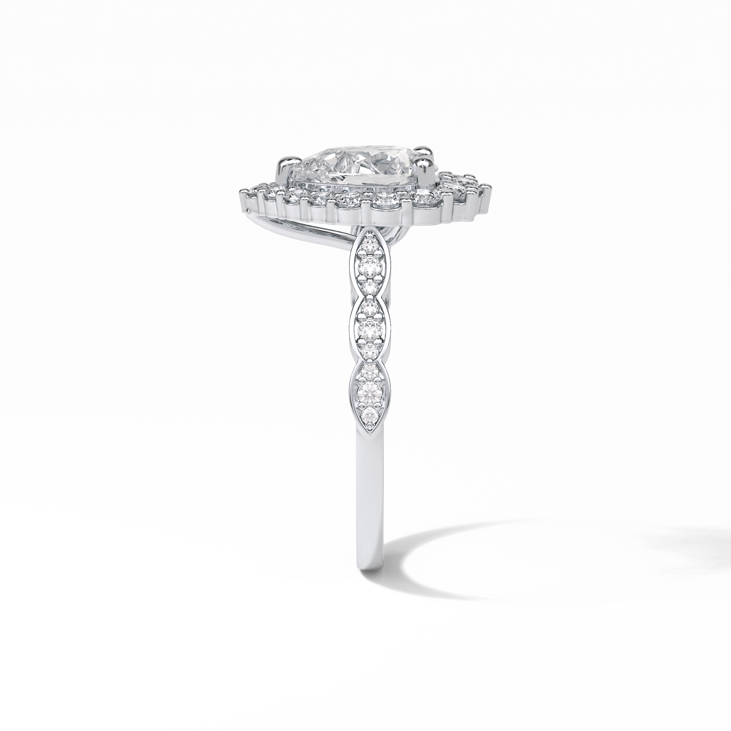 Pear Pave & Halo Lab Grown Diamond Engagement Ring