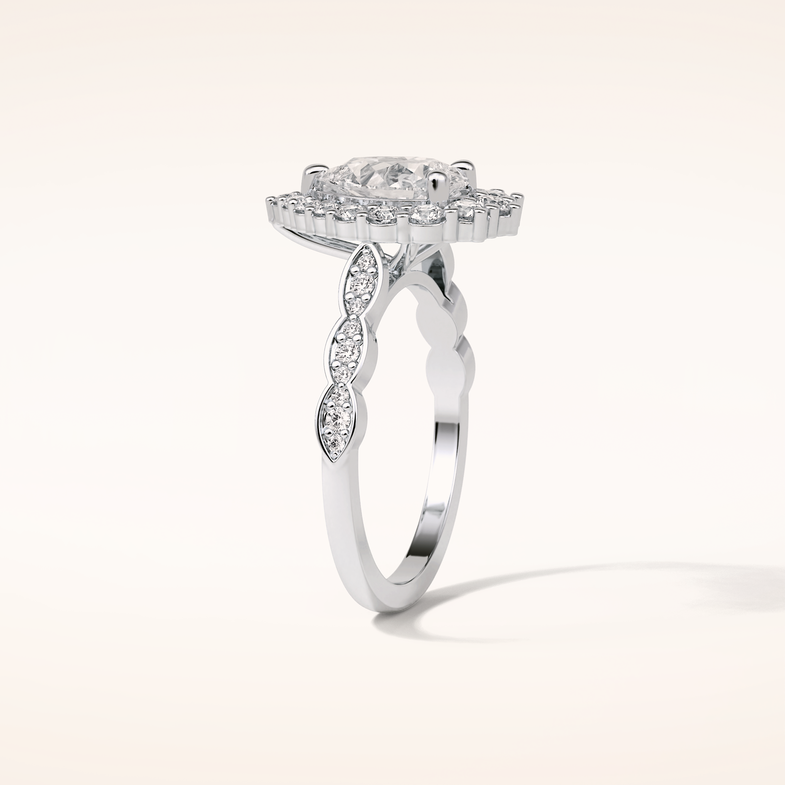 1.93 CT Pear Shaped Halo & Pave Moissanite Engagement Ring