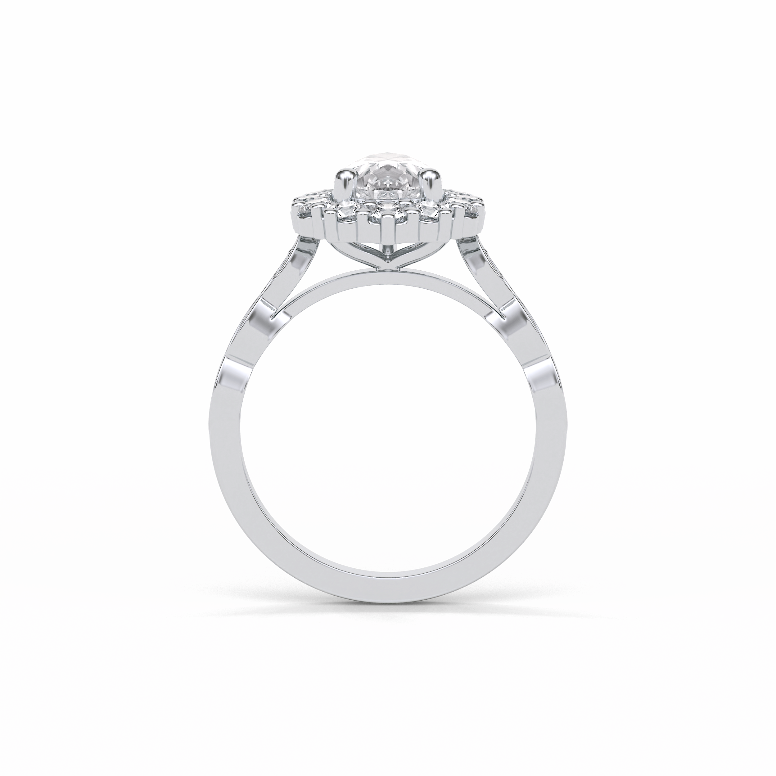 Pear Pave & Halo Lab Grown Diamond Engagement Ring