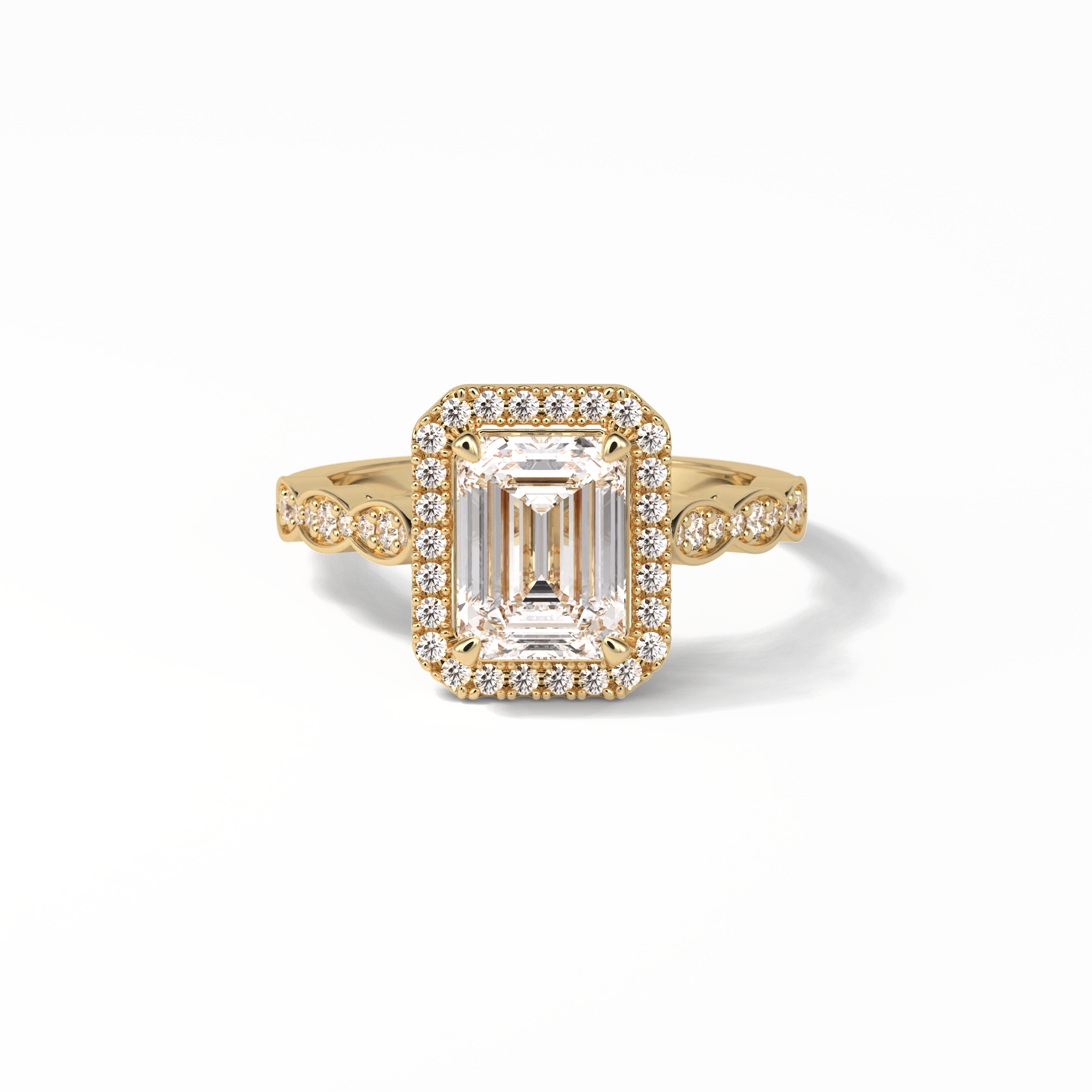 Emerald Pave & Halo Lab Grown Diamond Engagement Ring