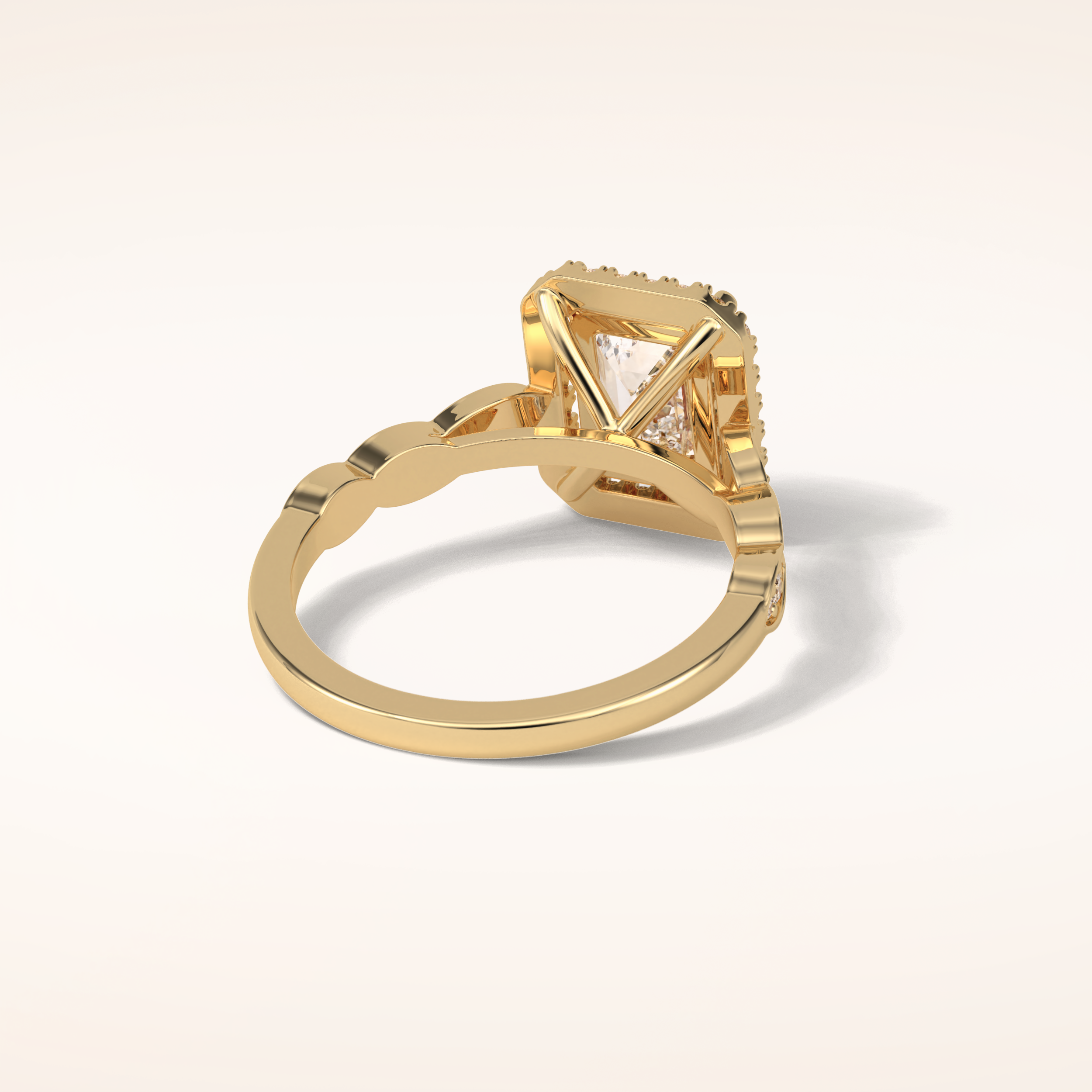 1.91 CT Emerald Shaped Halo & Pave Moissanite Engagement Ring