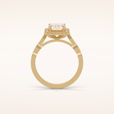 1.91 CT Emerald Shaped Halo & Pave Moissanite Engagement Ring