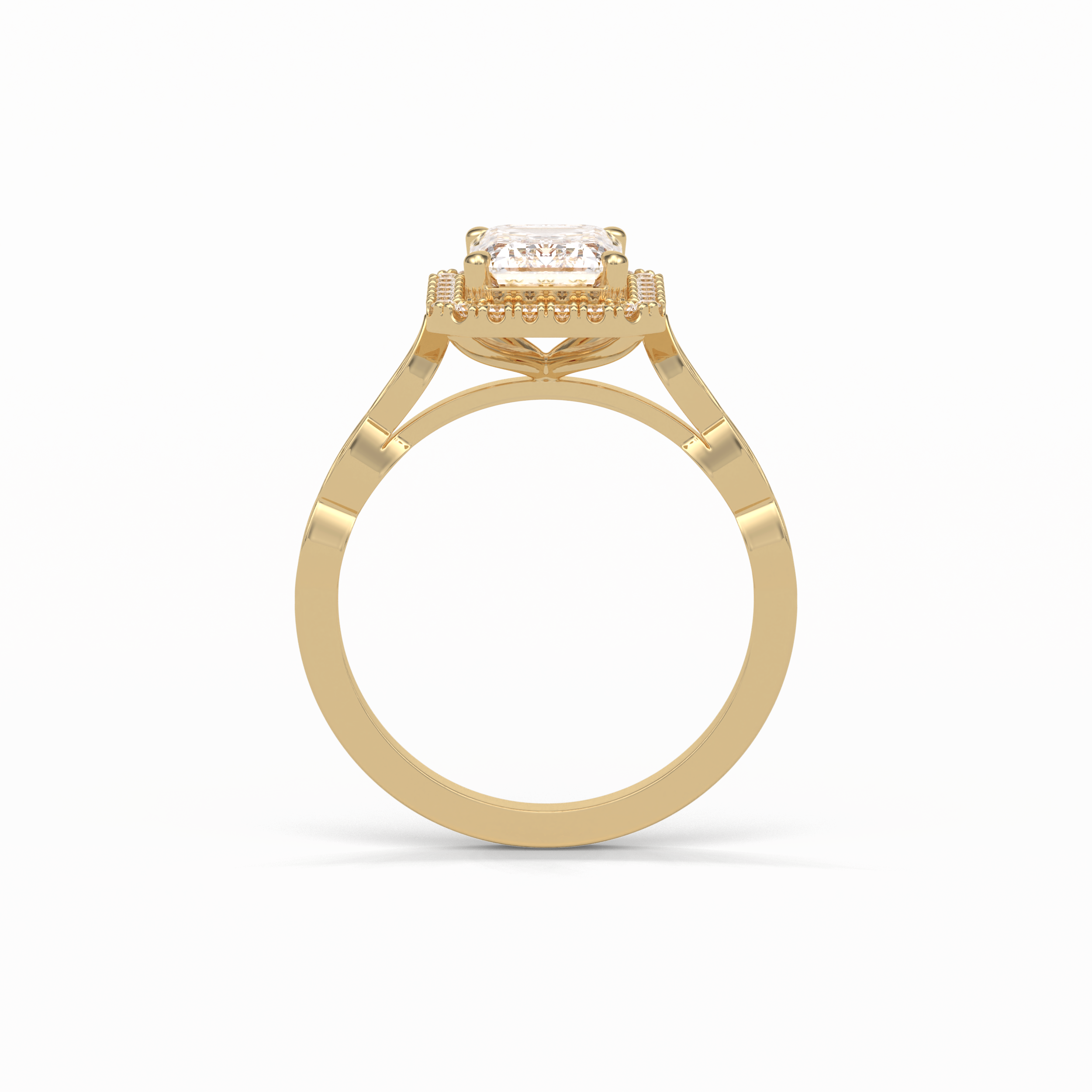 Emerald Pave & Halo Lab Grown Diamond Engagement Ring