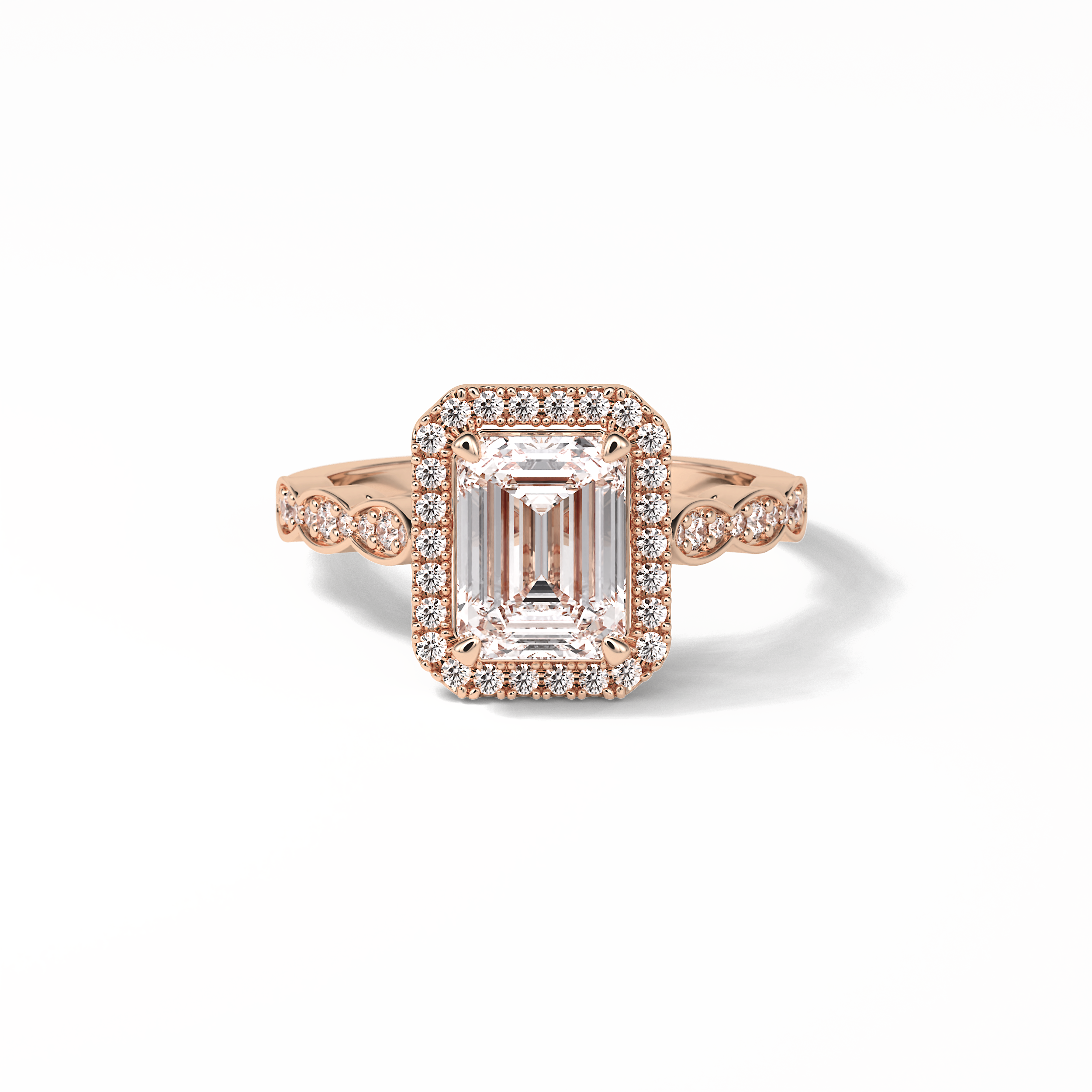 Emerald Pave & Halo Lab Grown Diamond Engagement Ring