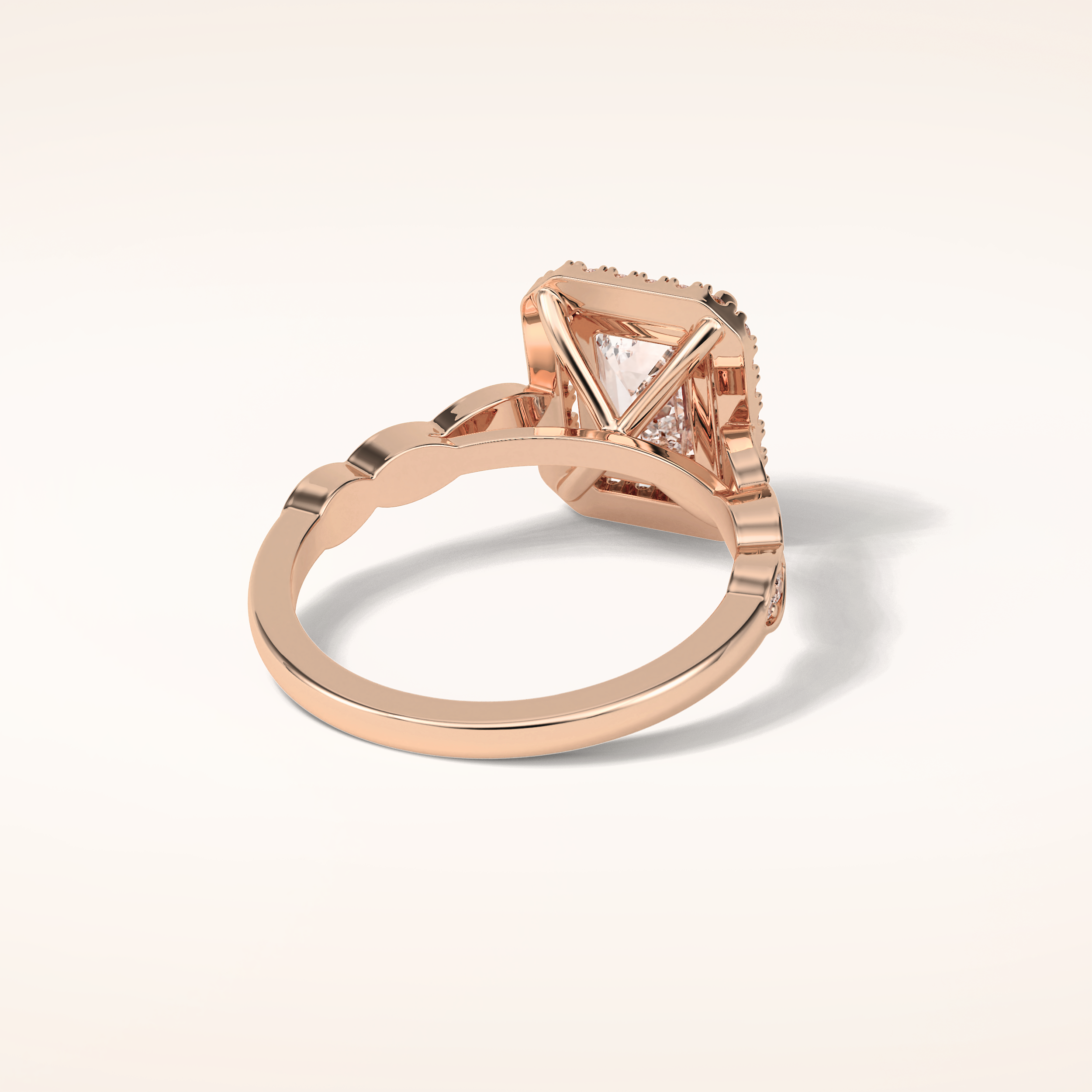 1.91 CT Emerald Shaped Halo & Pave Moissanite Engagement Ring