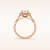 1.91 CT Emerald Shaped Halo & Pave Moissanite Engagement Ring