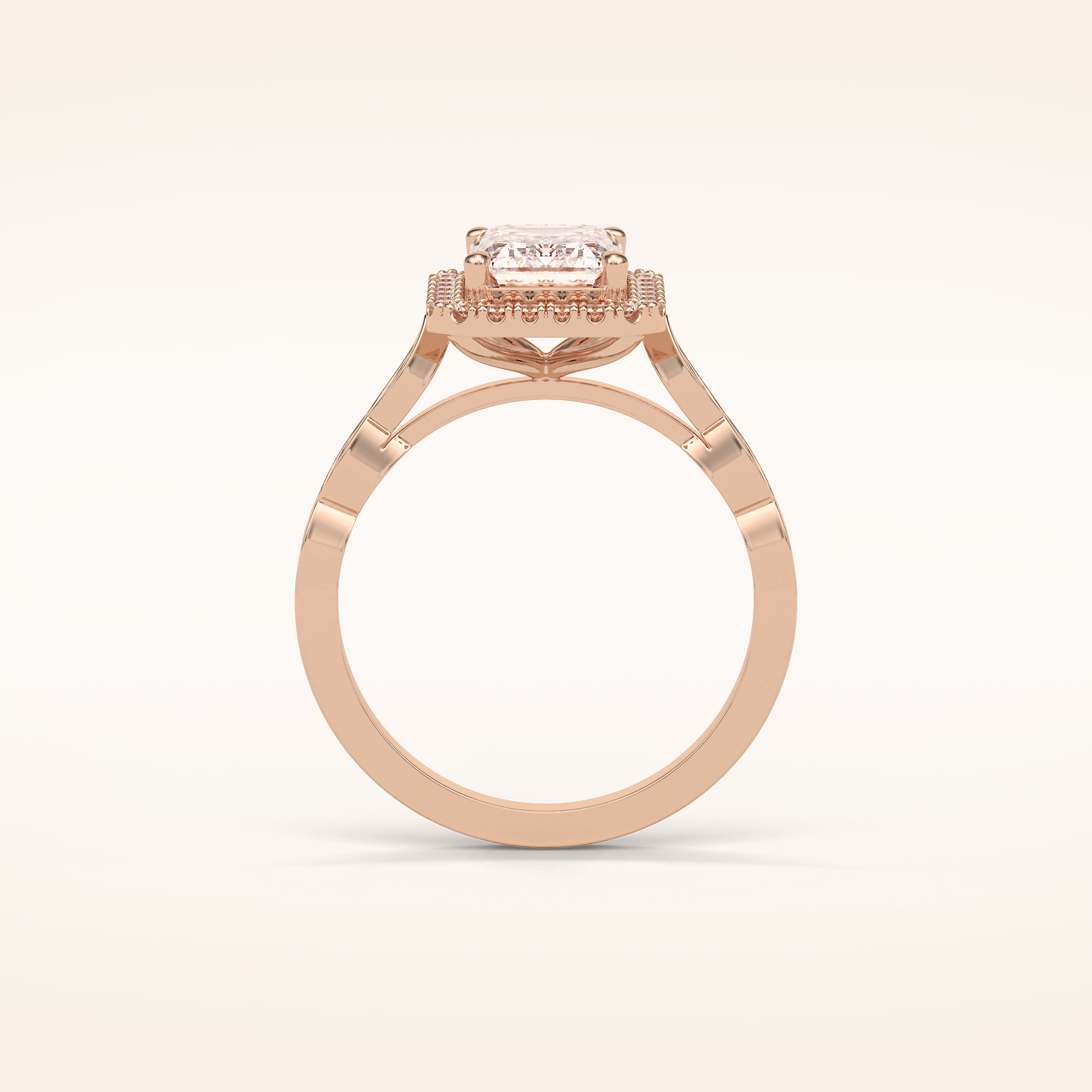 1.91 CT Emerald Shaped Halo & Pave Moissanite Engagement Ring