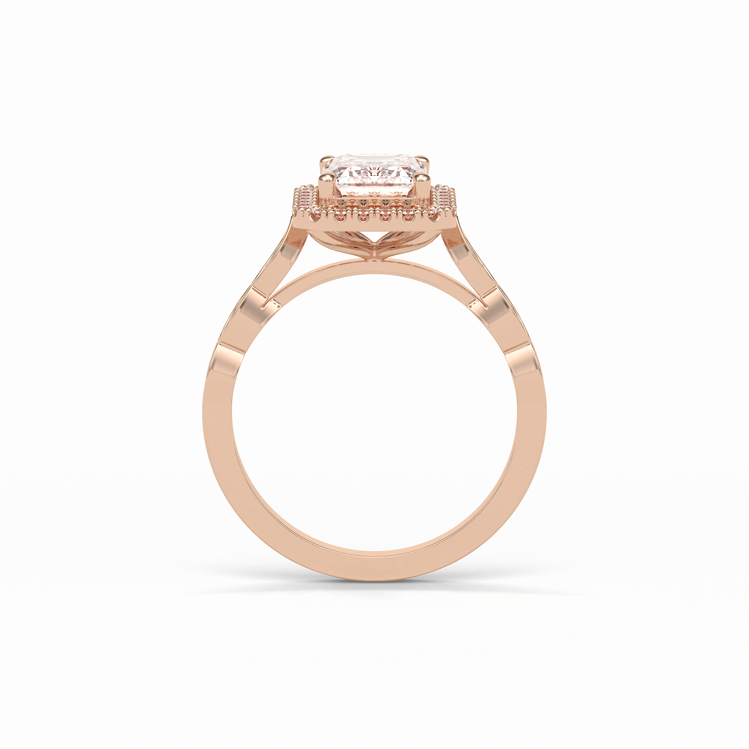 Emerald Pave & Halo Lab Grown Diamond Engagement Ring