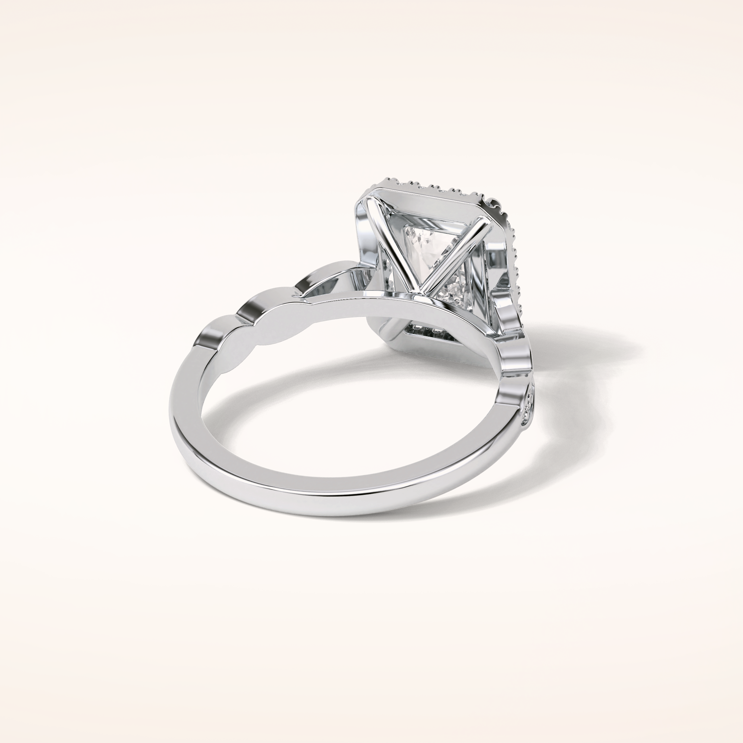 1.91 CT Emerald Shaped Halo & Pave Moissanite Engagement Ring