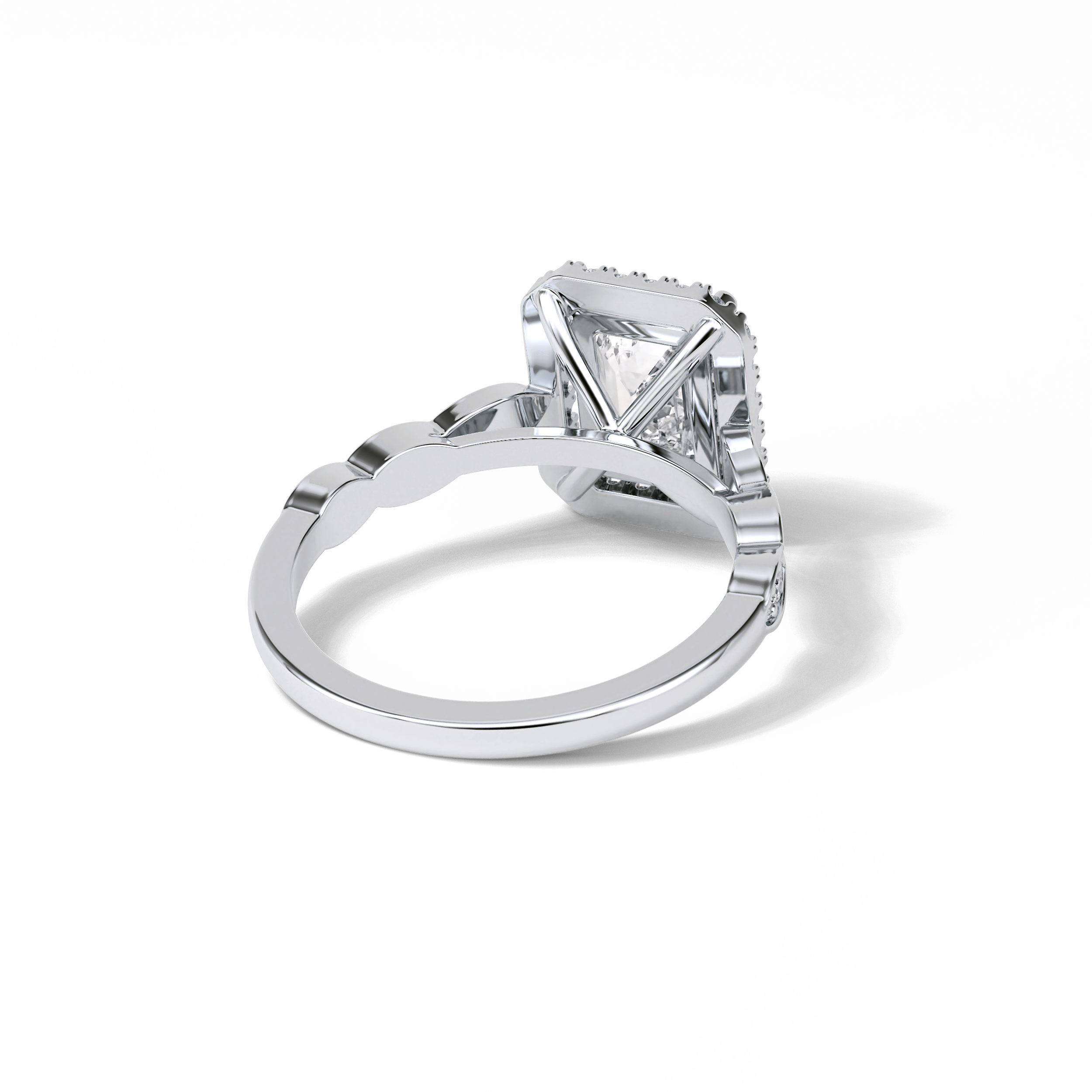 Emerald Pave & Halo Lab Grown Diamond Engagement Ring