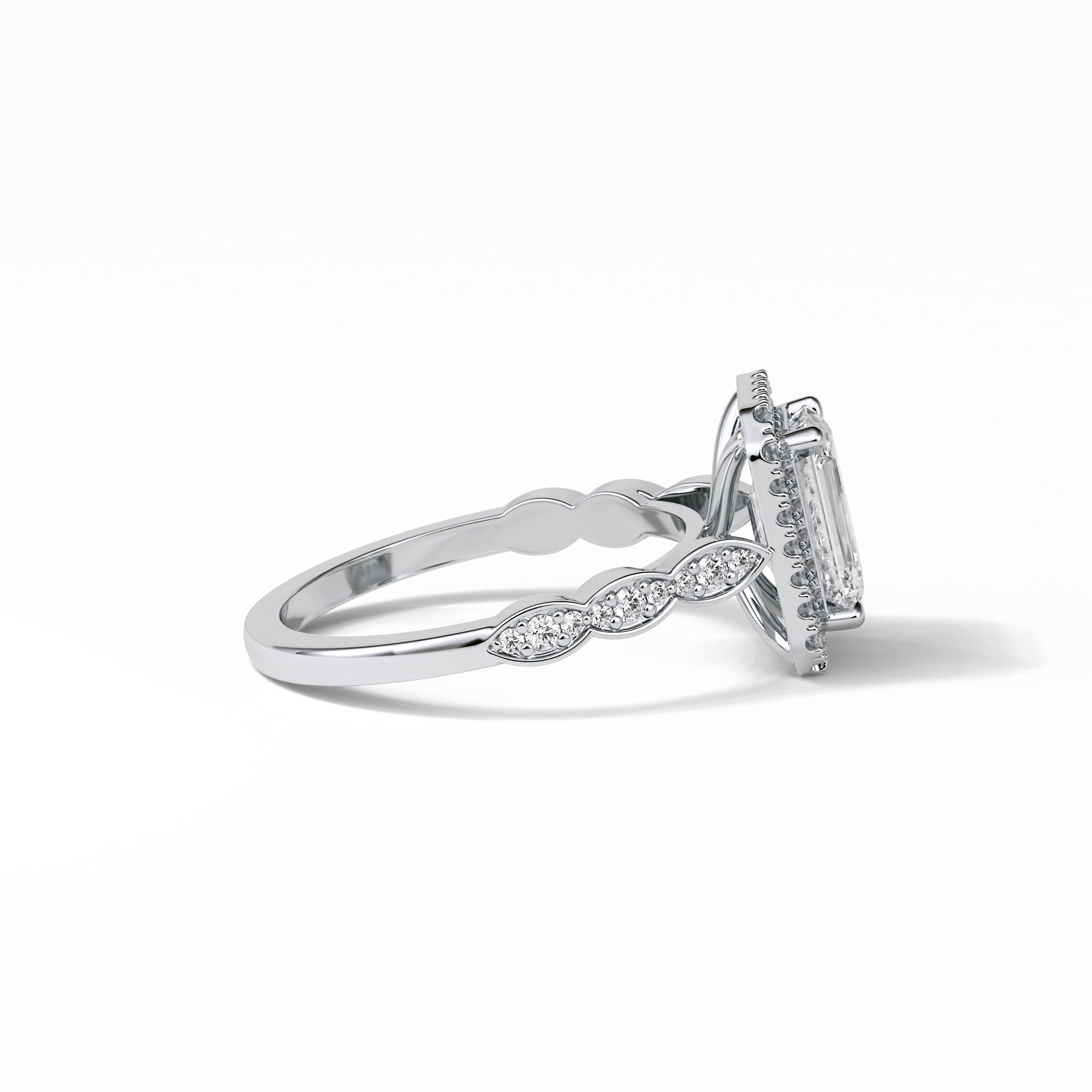 Emerald Pave & Halo Lab Grown Diamond Engagement Ring
