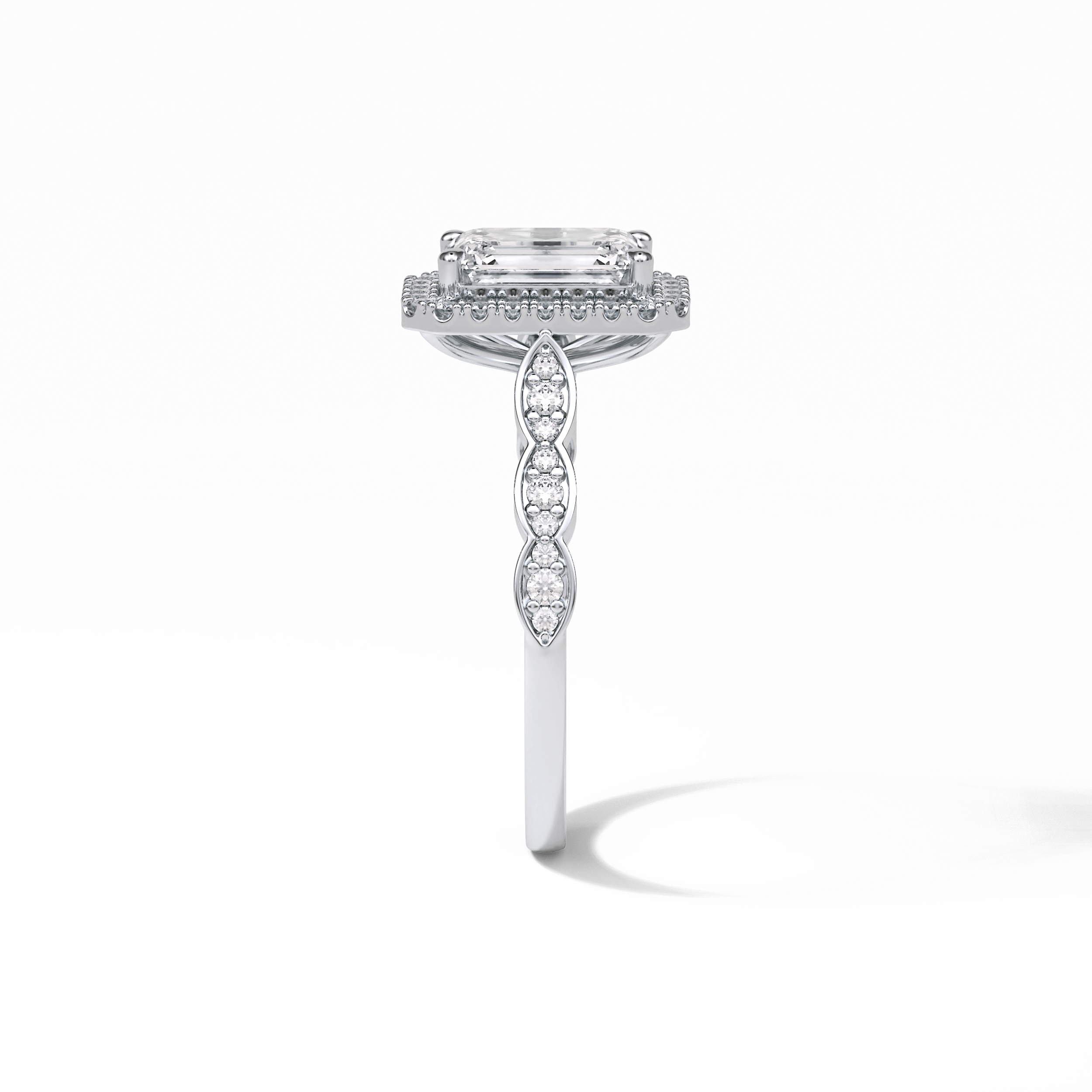 Emerald Pave & Halo Lab Grown Diamond Engagement Ring