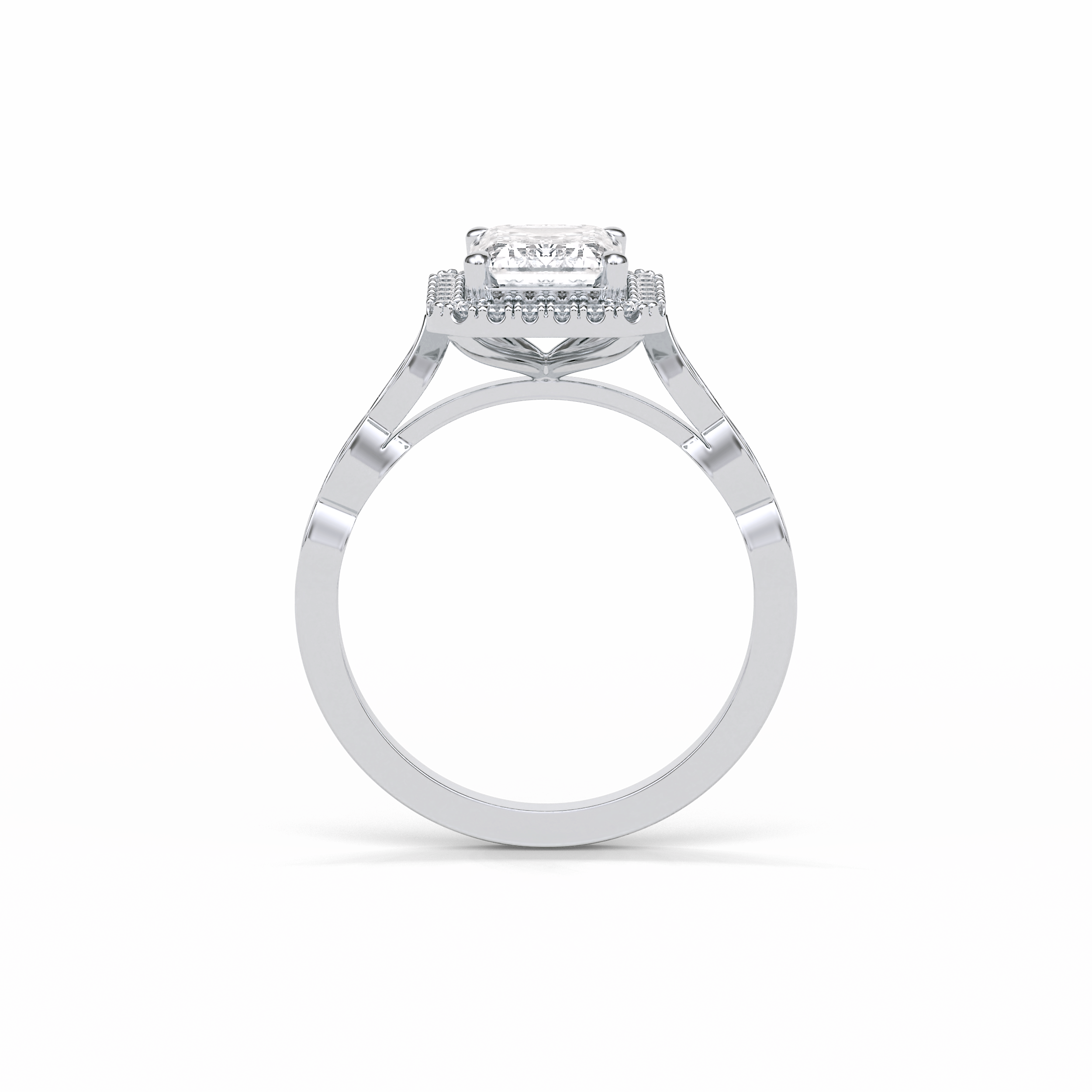 Emerald Pave & Halo Lab Grown Diamond Engagement Ring
