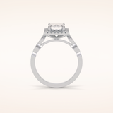1.91 CT Emerald Shaped Halo & Pave Moissanite Engagement Ring