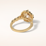 2.1 CT Cushion Shaped Halo & Pave Moissanite Engagement Ring