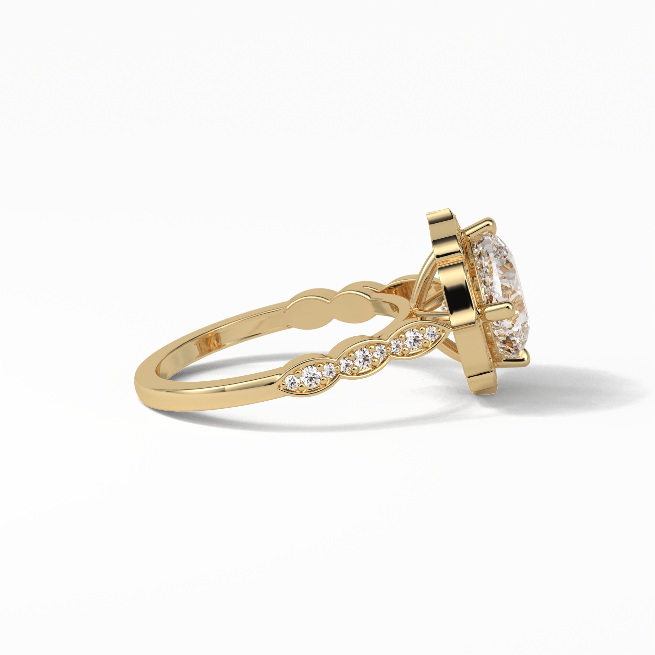 Cushion Cut Pave & Halo Lab Grown Diamond Engagement Ring
