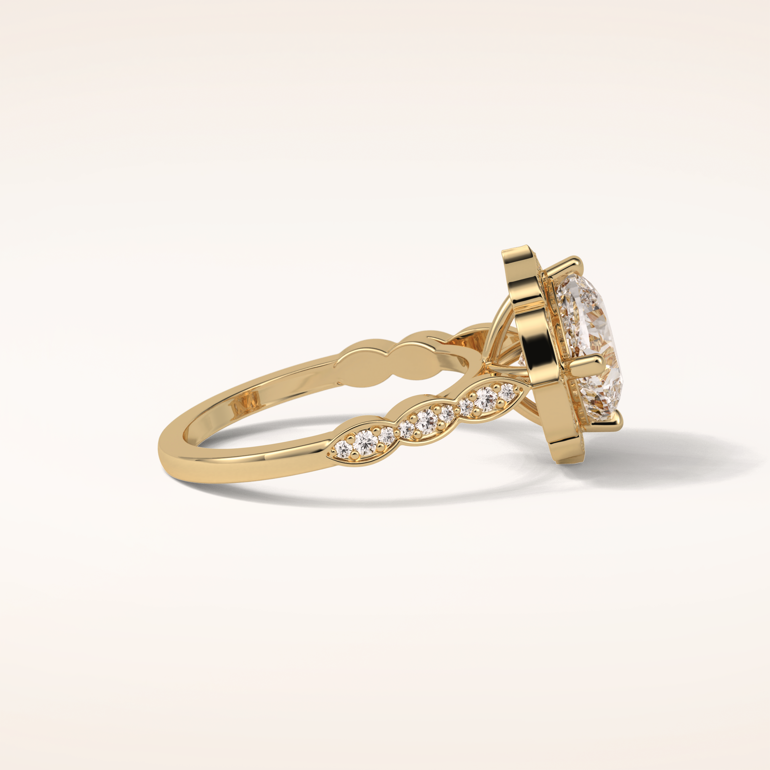 2.1 CT Cushion Shaped Halo & Pave Moissanite Engagement Ring